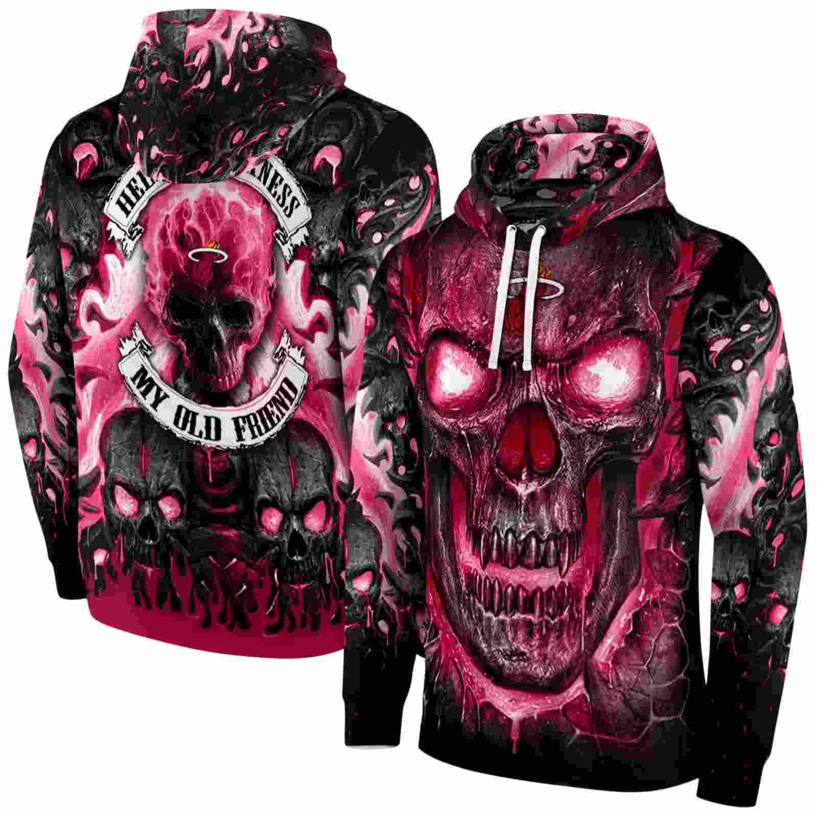 miami heat demonic skull red black hoodie fashion forward