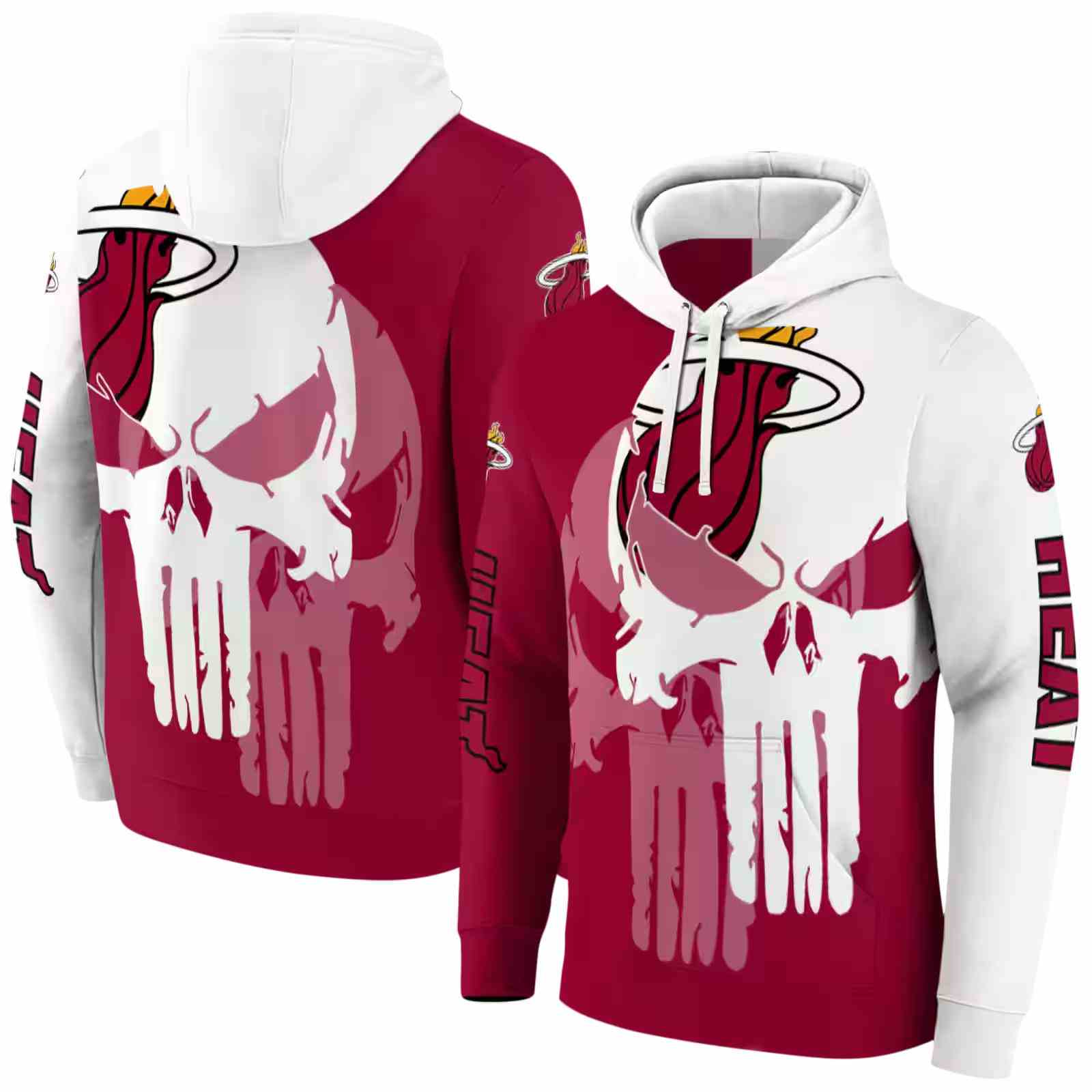 miami heat graphic punisher red white hoodie fashion forward