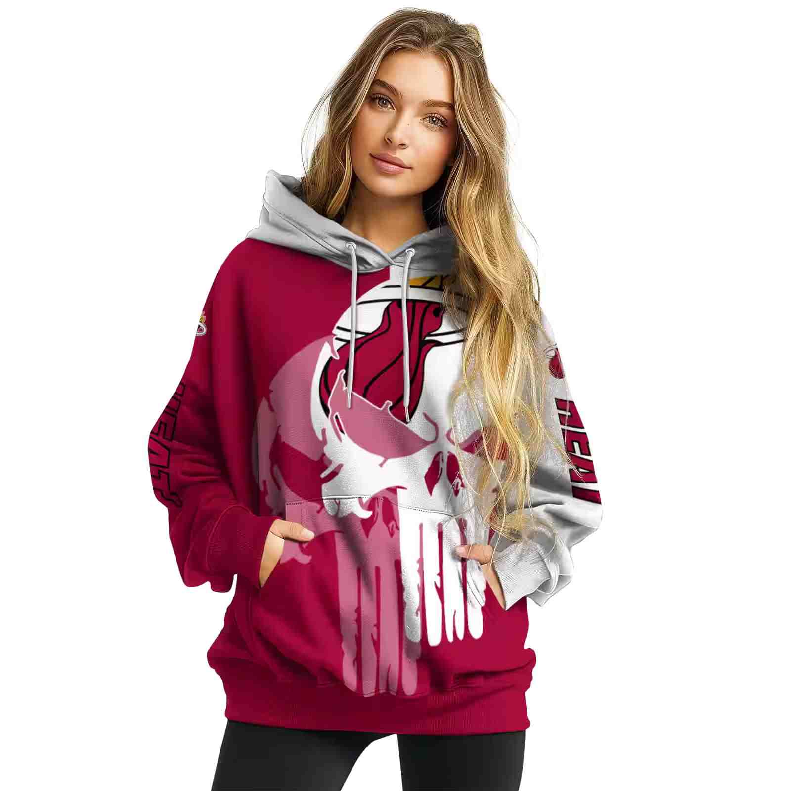 miami heat graphic punisher red white hoodie high quality