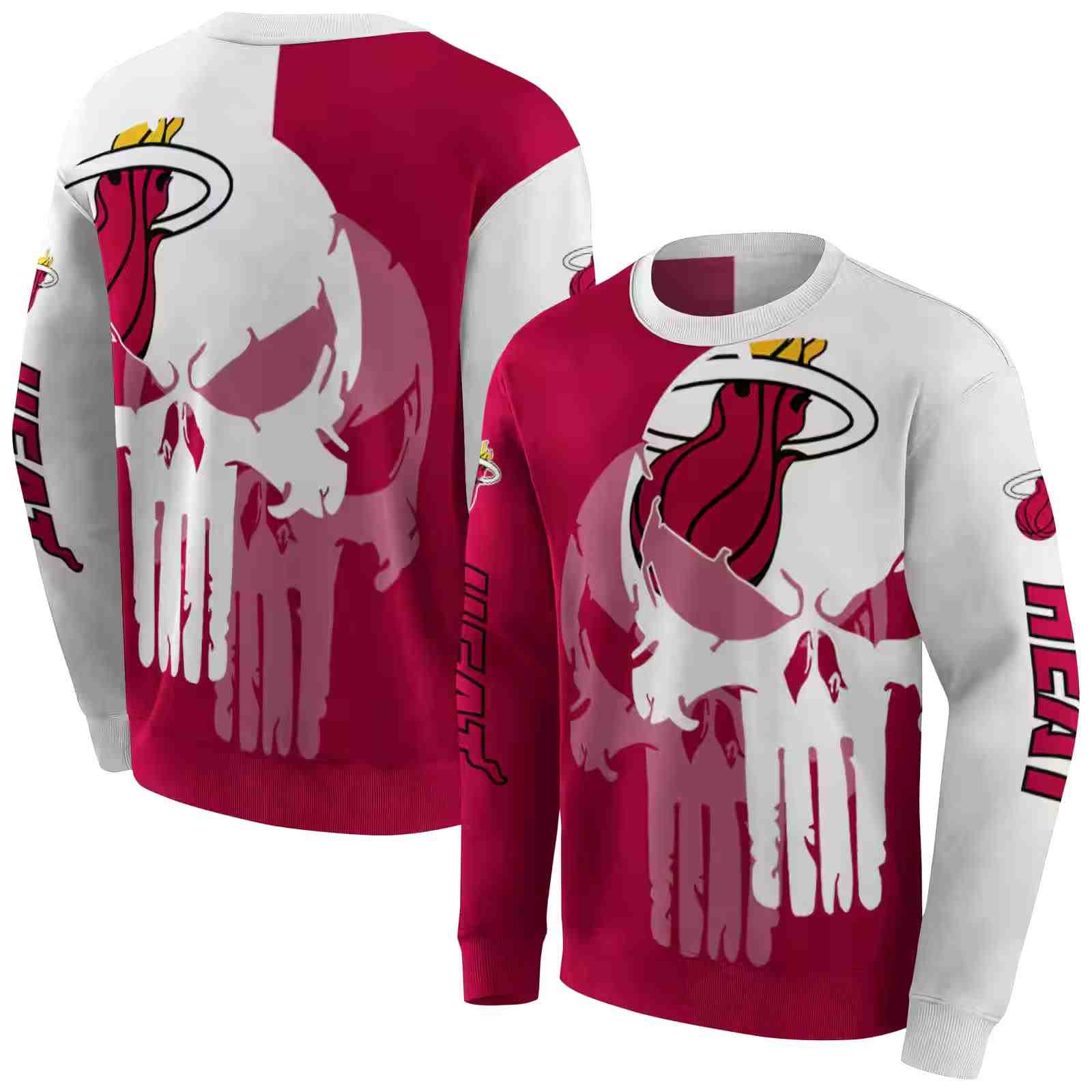 miami heat graphic punisher red white hoodie premium grade