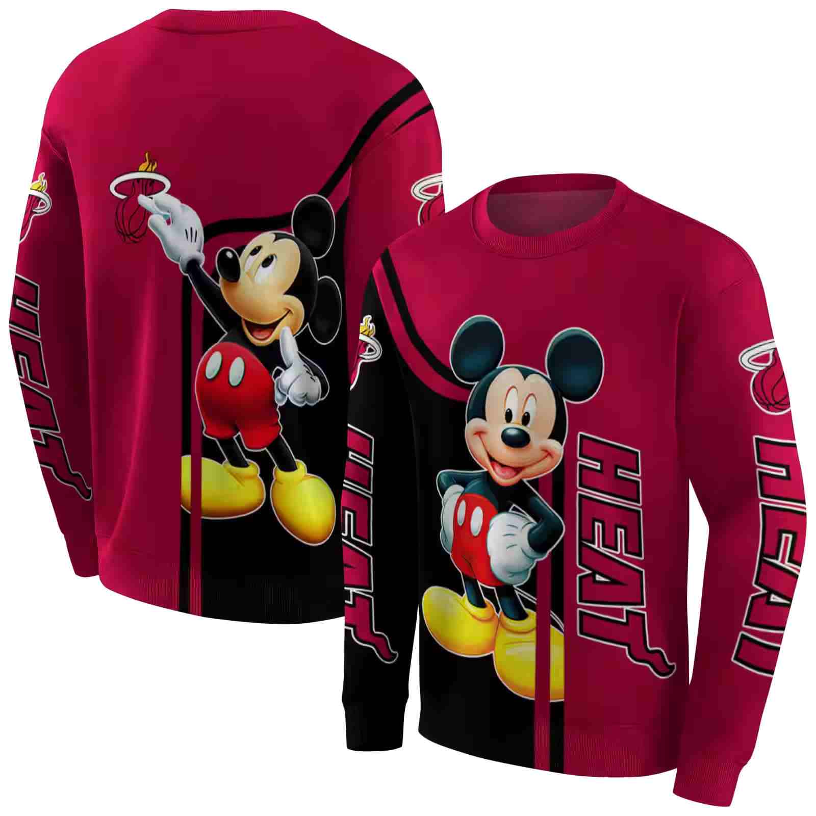 miami heat mickey mouse red black hoodie premium grade