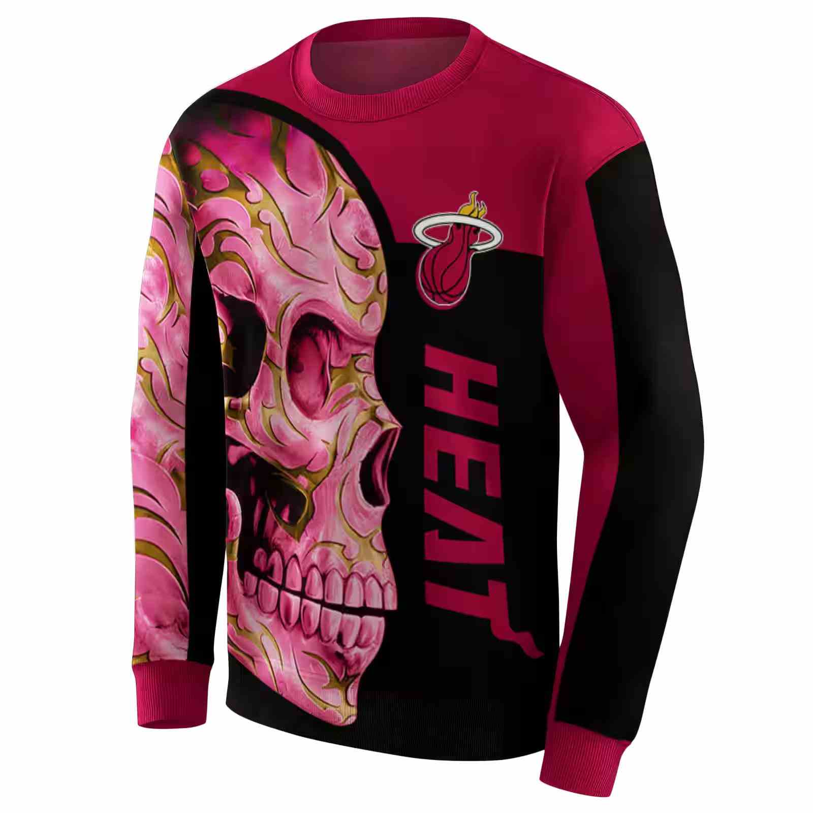 miami heat skull motif red black hoodie new arrival