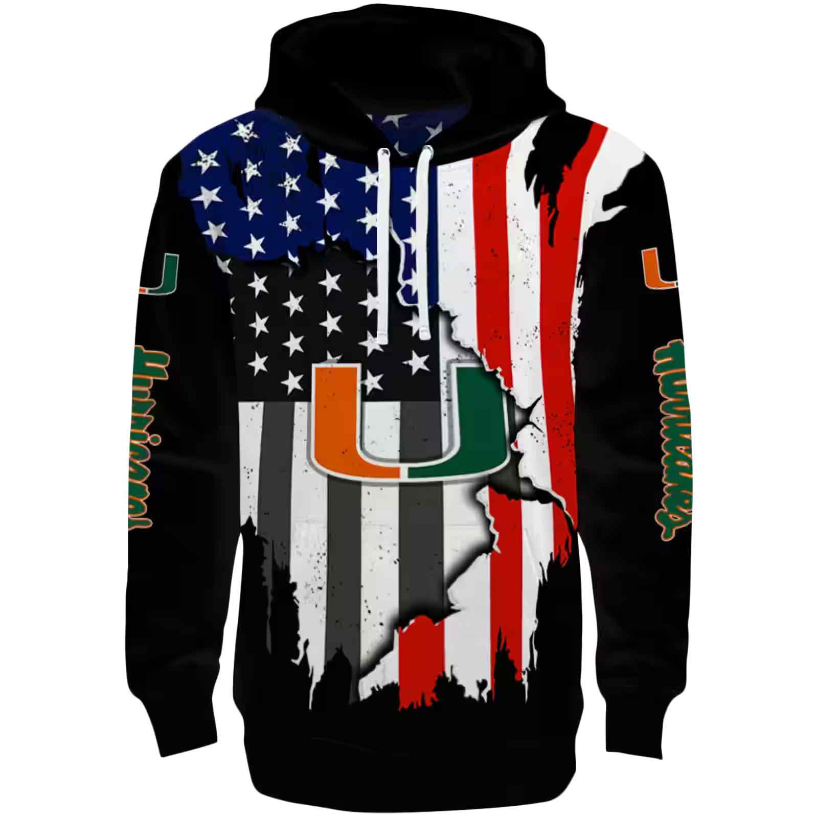 Miami Hurricanes American Pride Black Hoodie