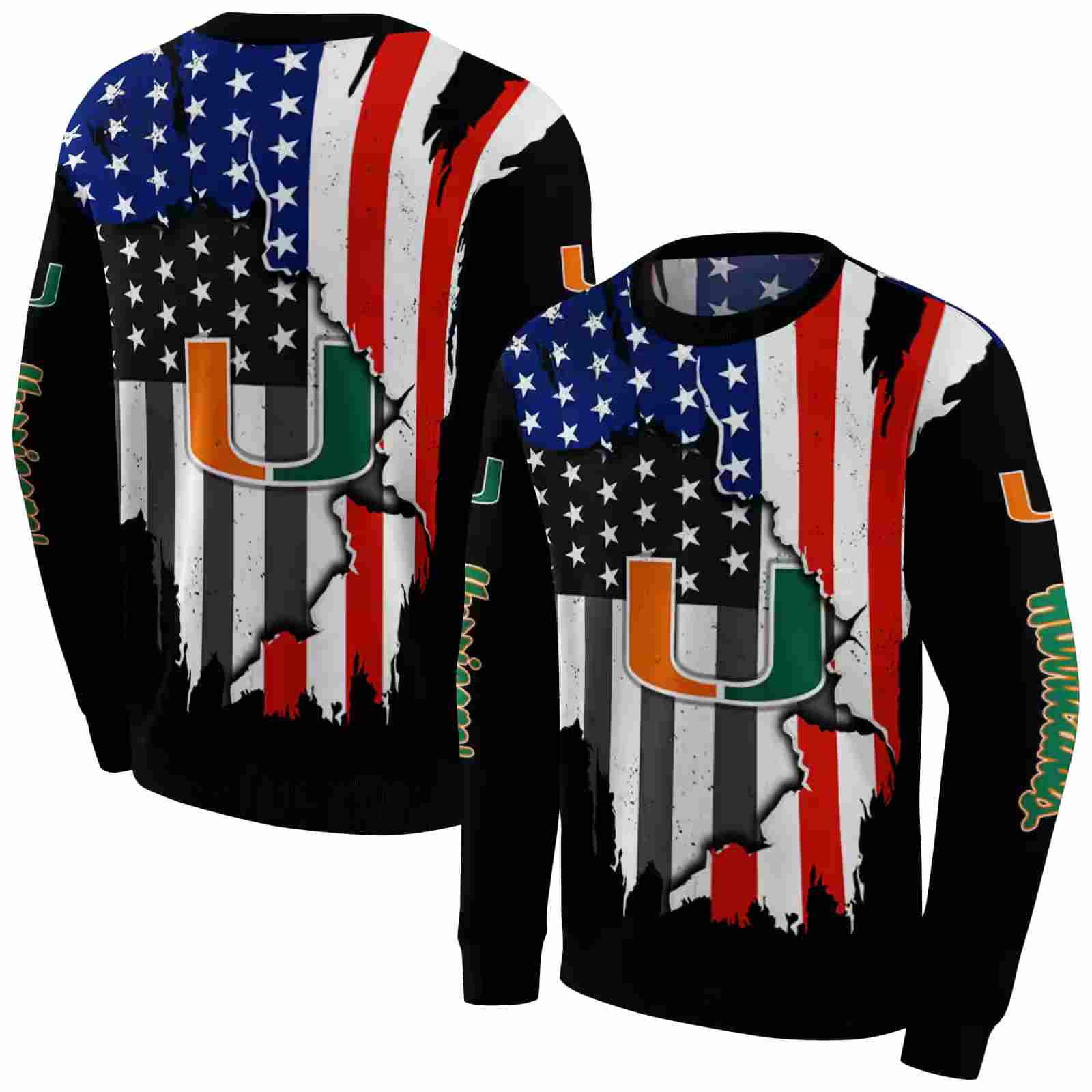 miami hurricanes american pride black hoodie premium grade