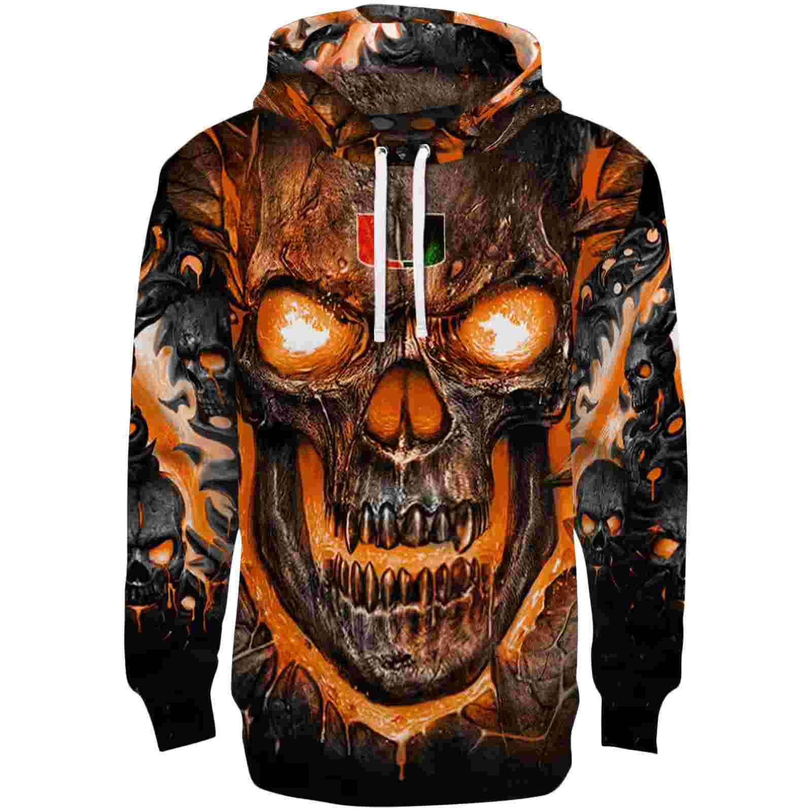 Miami Hurricanes Demonic Skull Orange Black Hoodie