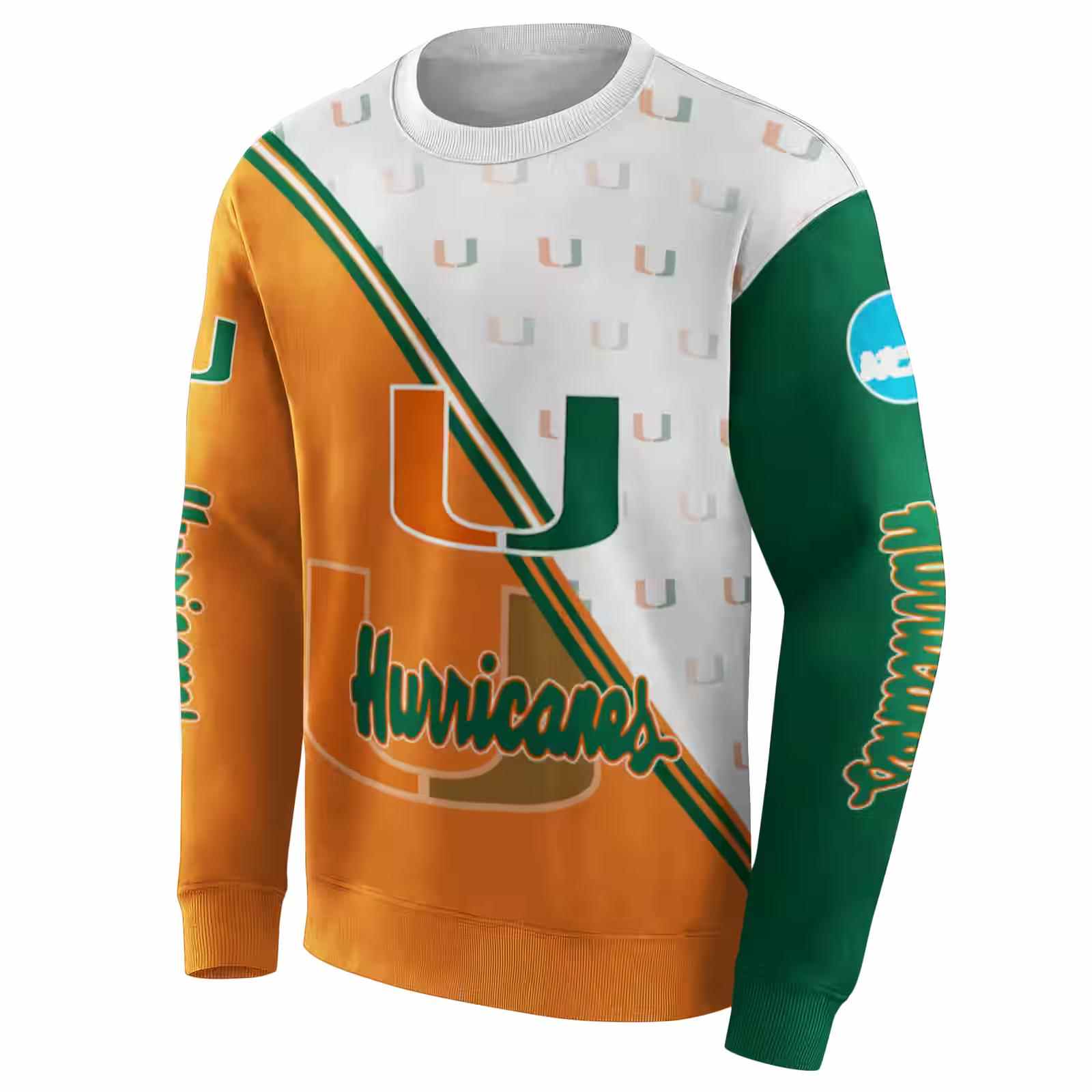 miami hurricanes diagonal stripe orange white hoodie new arrival