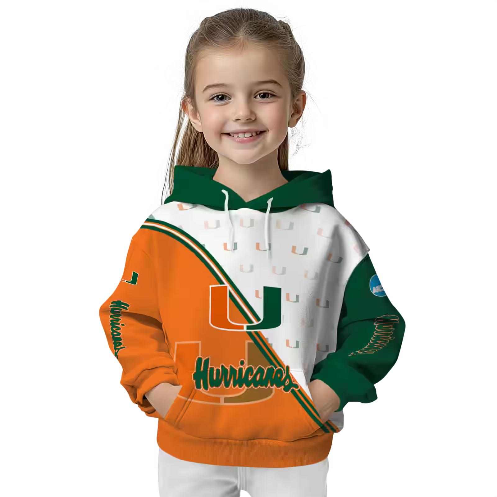 miami hurricanes diagonal stripe orange white hoodie top rated