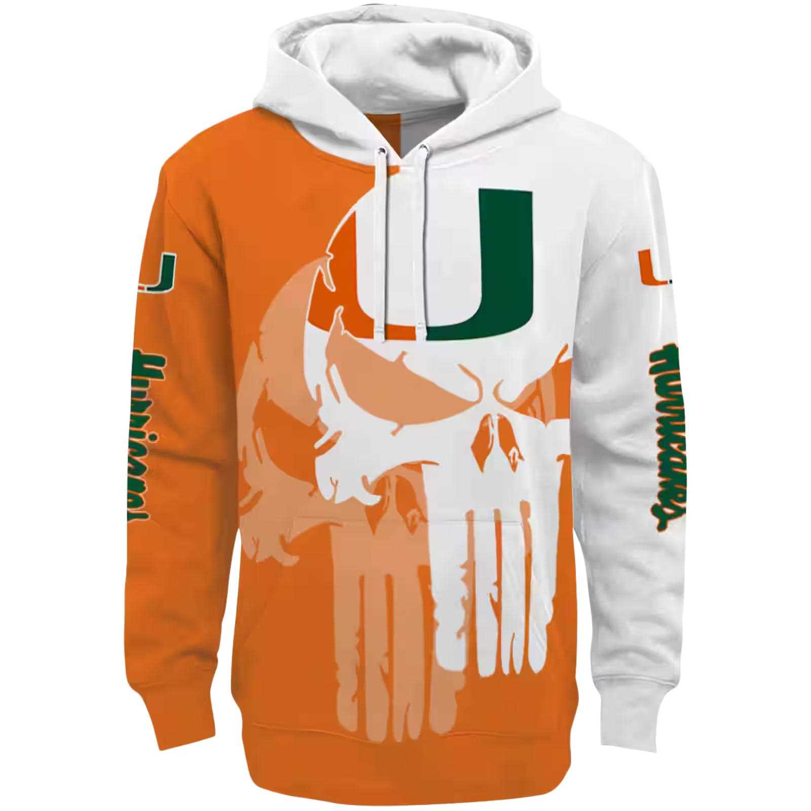 Miami Hurricanes Graphic Punisher Orange White Hoodie