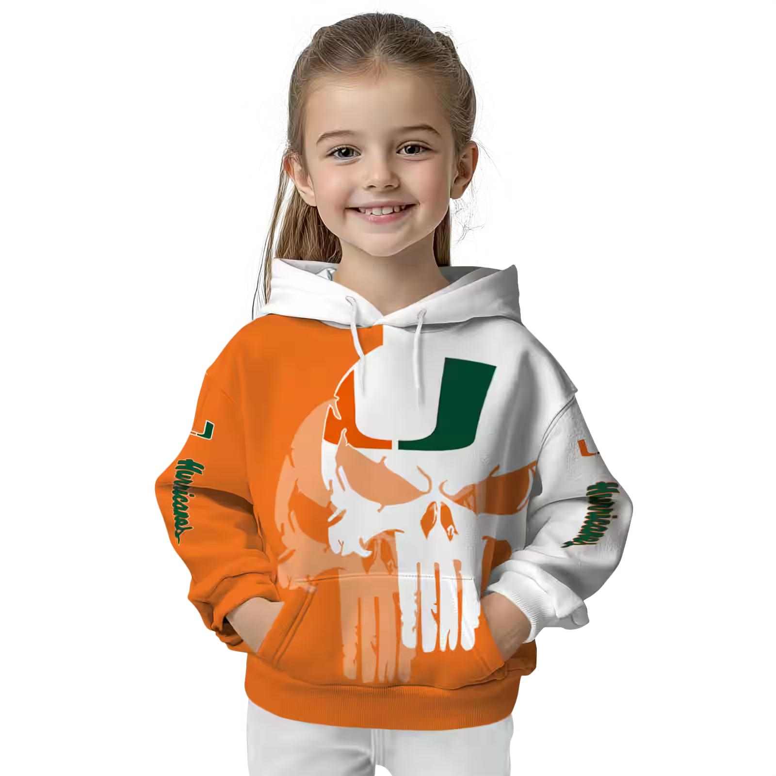 miami hurricanes graphic punisher orange white hoodie top rated