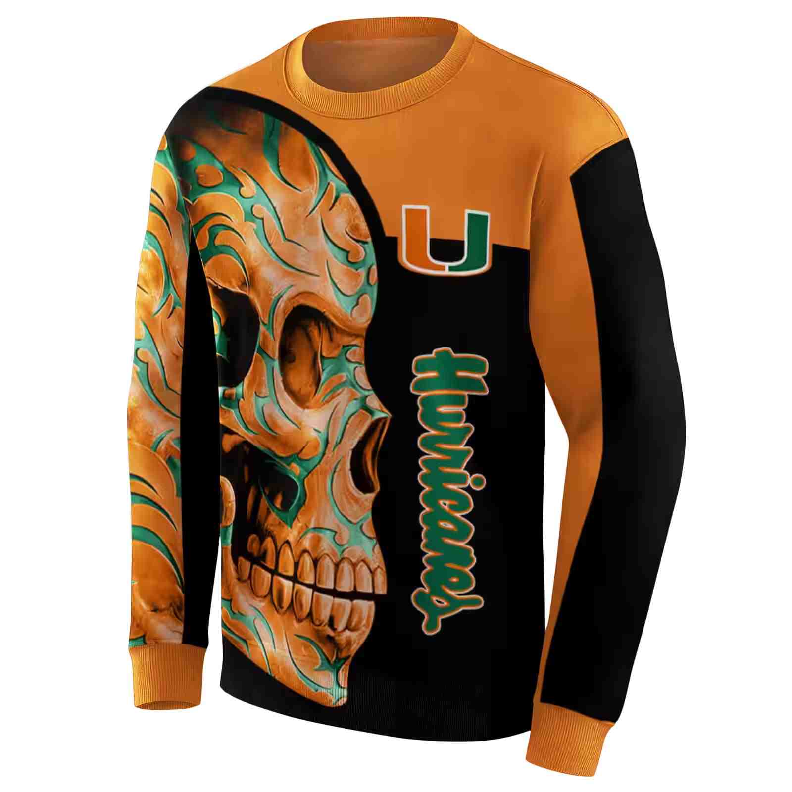 miami hurricanes skull motif orange black hoodie new arrival