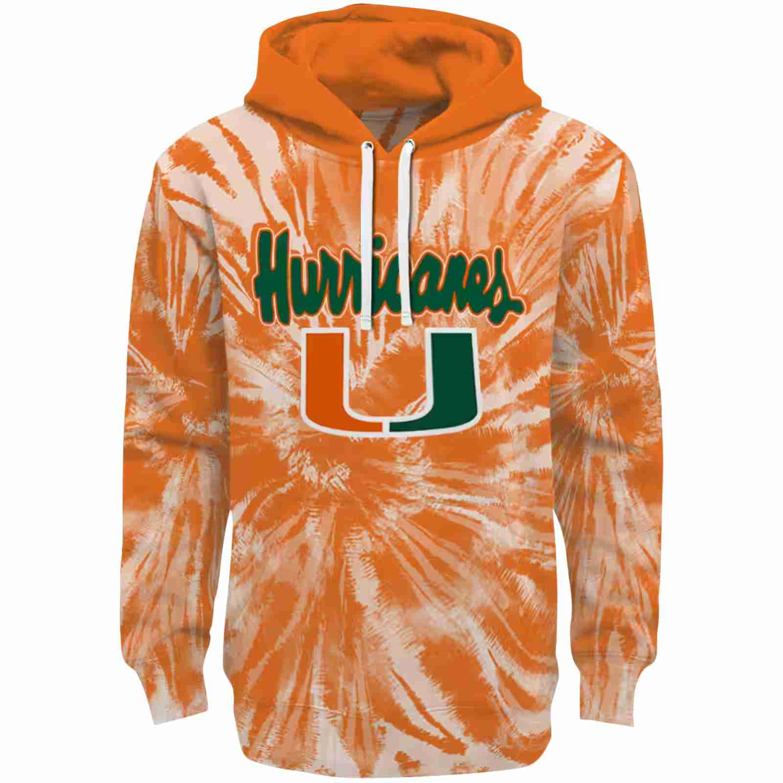 Miami Hurricanes Tie Dye Pattern Orange Hoodie