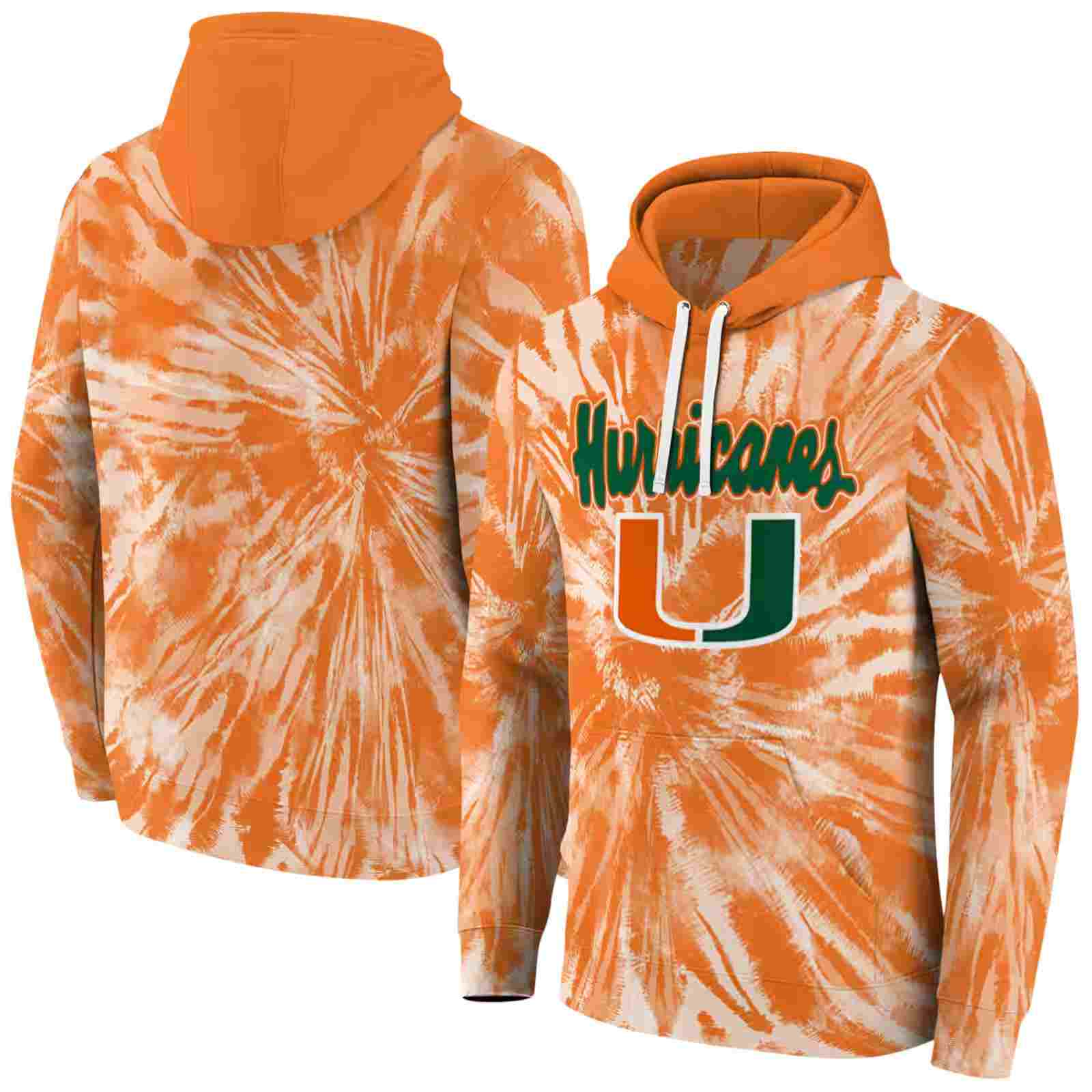 miami hurricanes tie dye pattern orange hoodie fashion forward