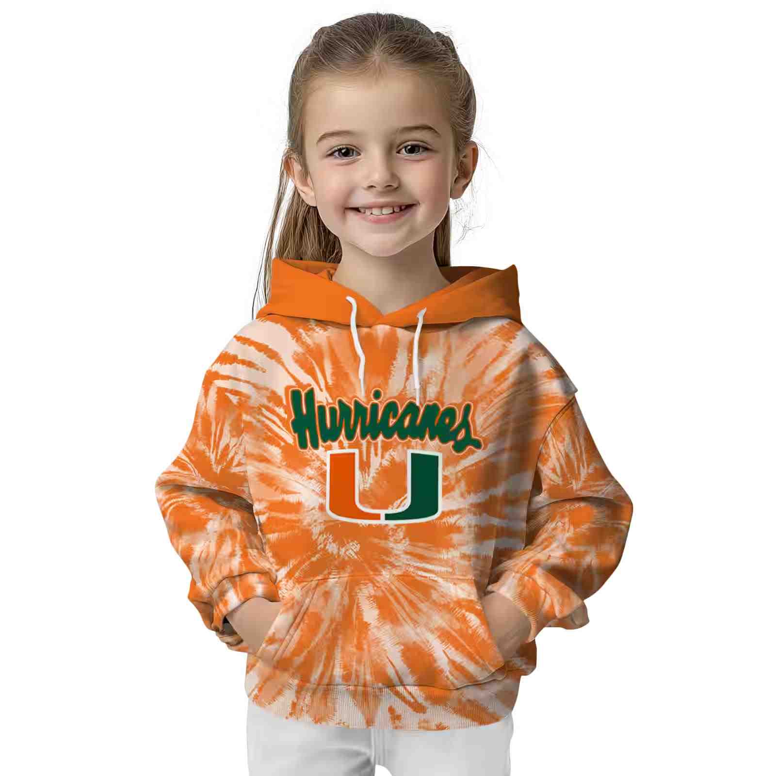 miami hurricanes tie dye pattern orange hoodie top rated