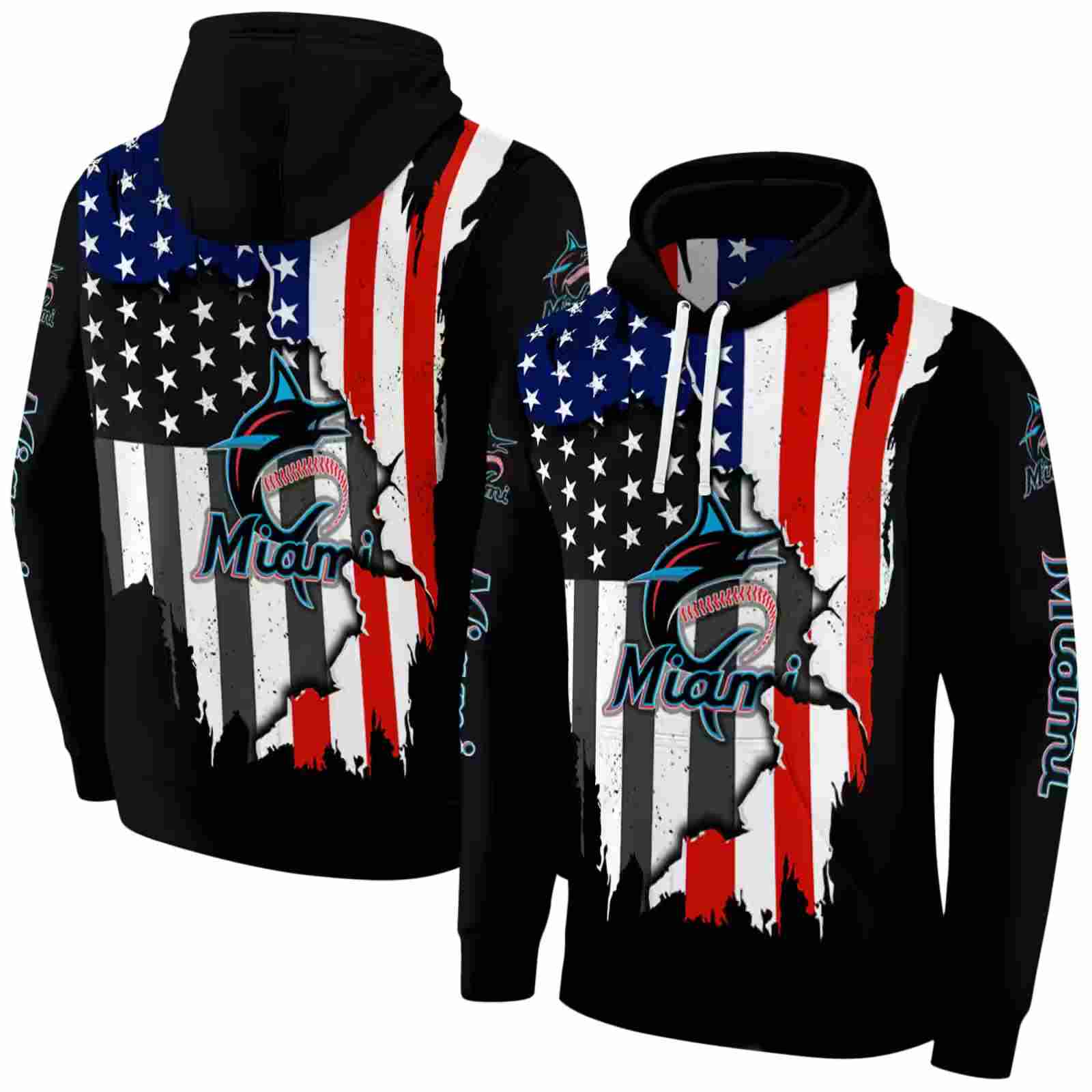 miami marlins american pride black hoodie fashion forward