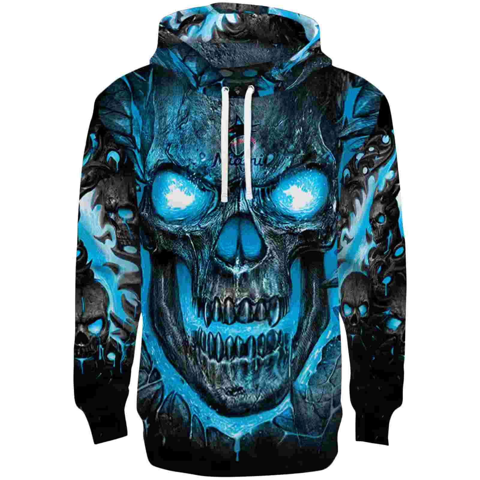 Miami Marlins Demonic Skull Blue Black Hoodie