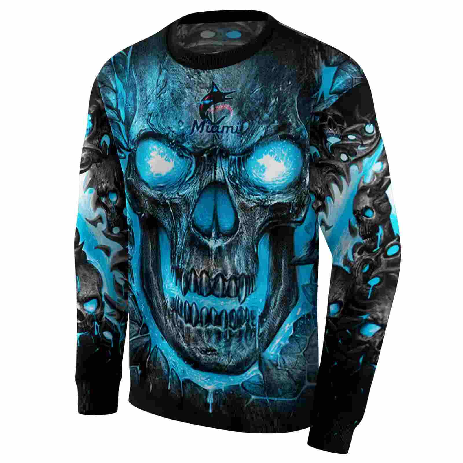 miami marlins demonic skull blue black hoodie new arrival