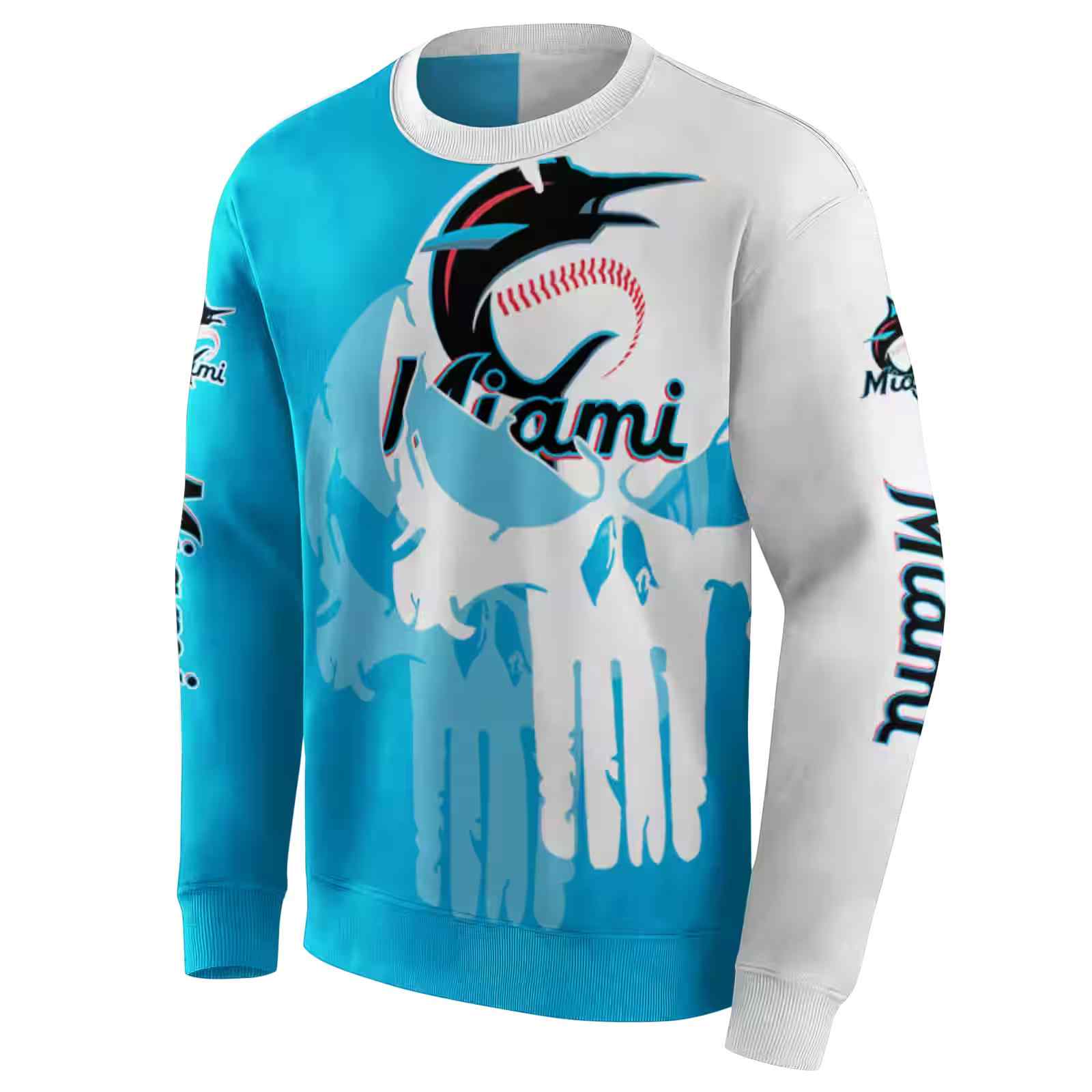 miami marlins graphic punisher blue white hoodie new arrival