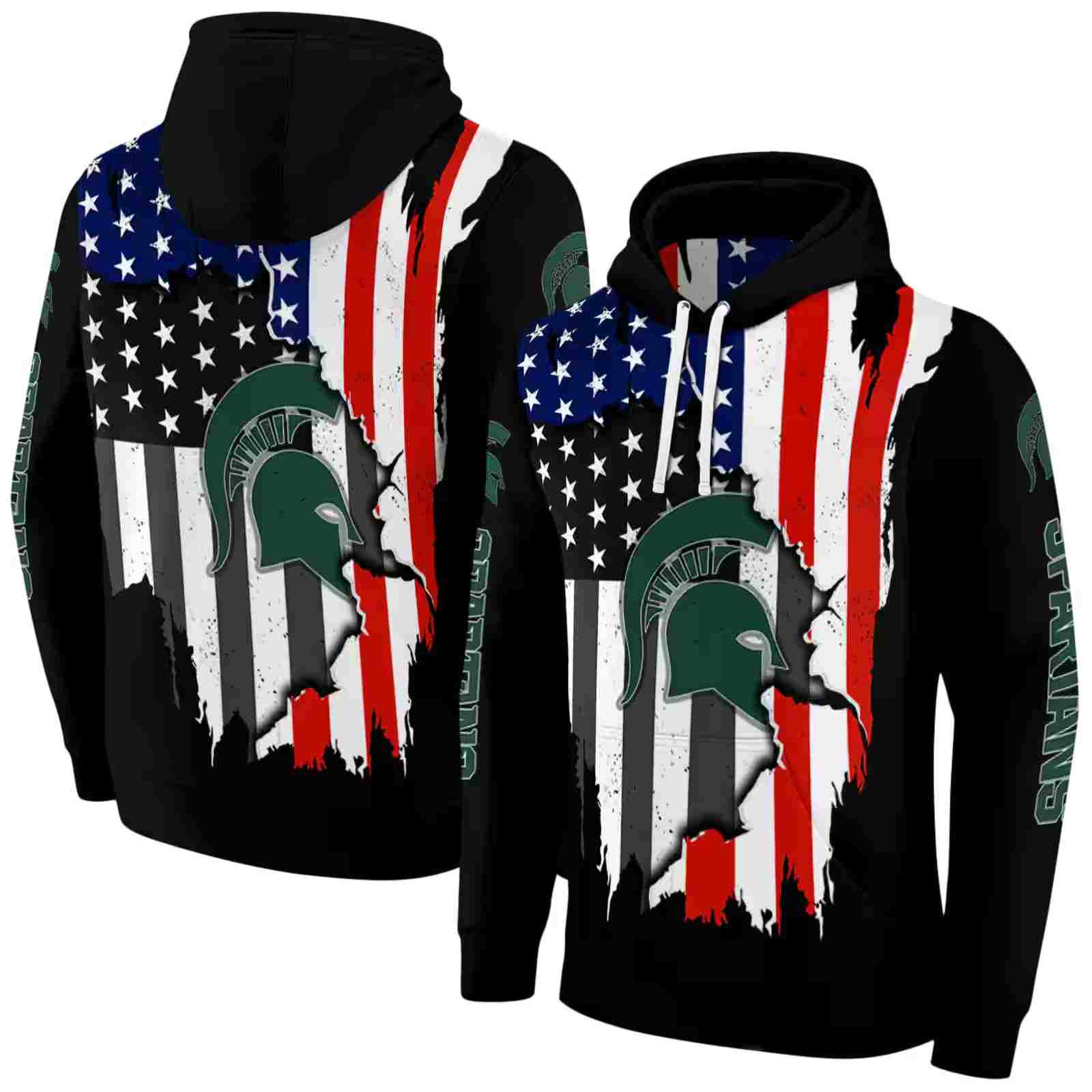 michigan state spartans american pride black hoodie fashion forward