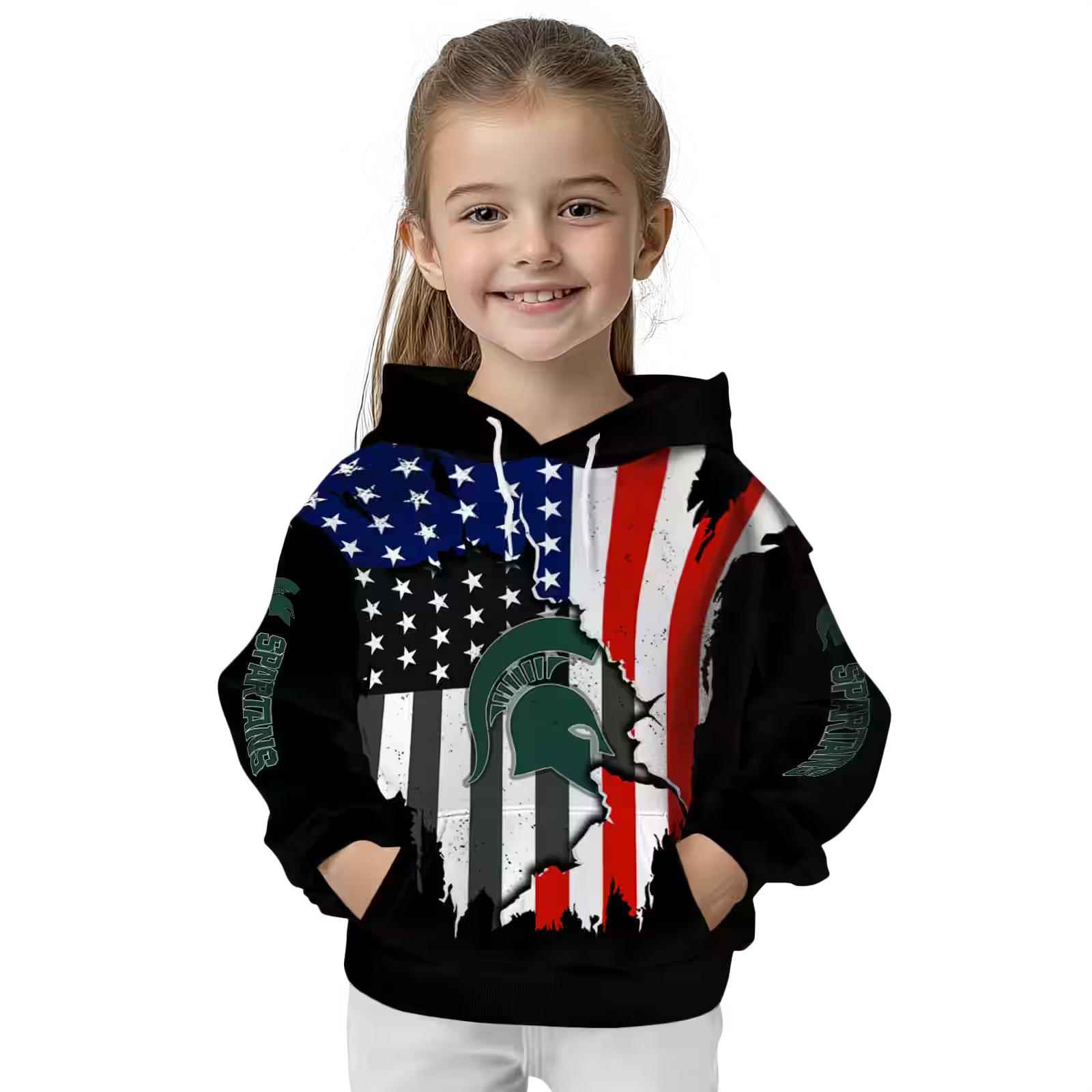 michigan state spartans american pride black hoodie top rated