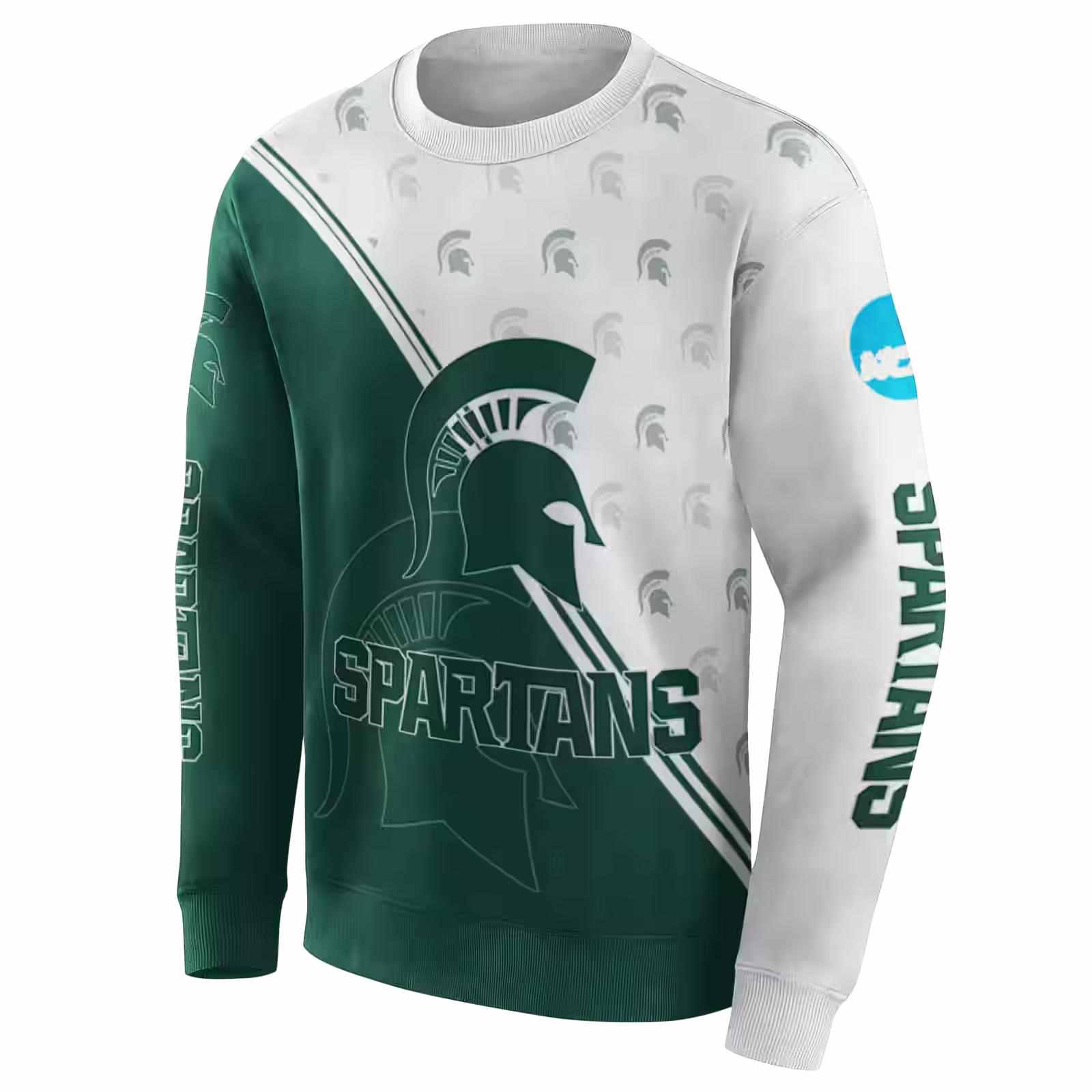 michigan state spartans diagonal stripe green white hoodie new arrival