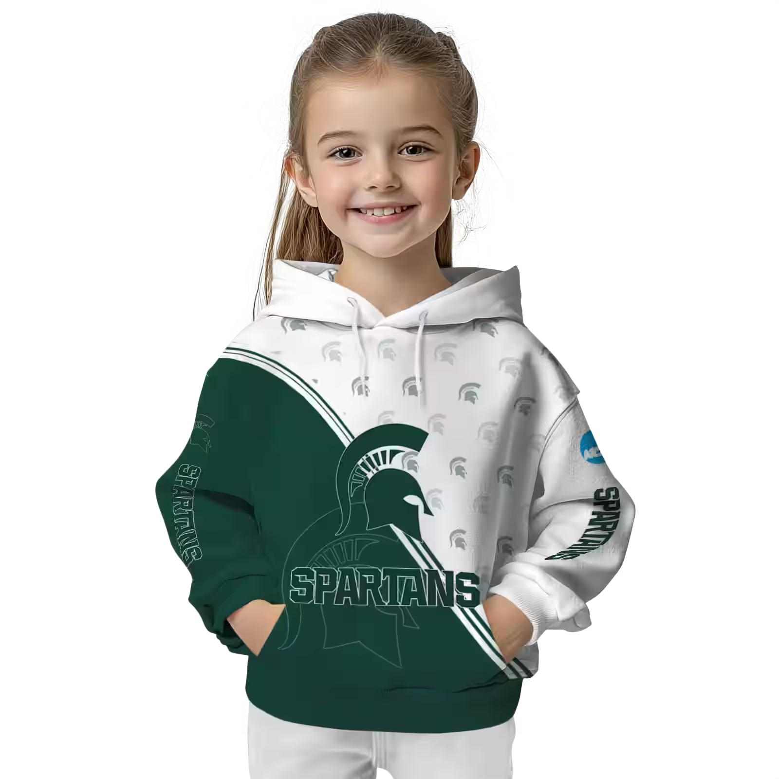 michigan state spartans diagonal stripe green white hoodie top rated