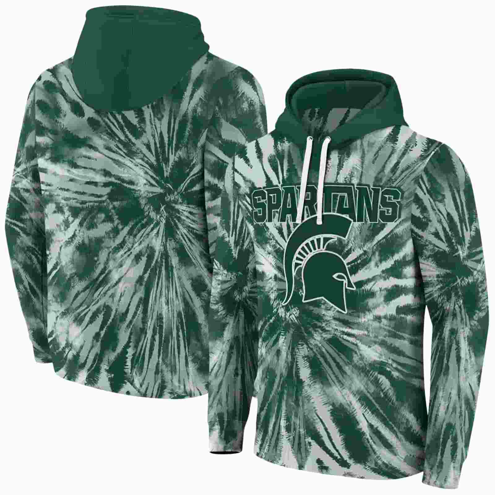 michigan state spartans tie dye pattern green hoodie fashion forward