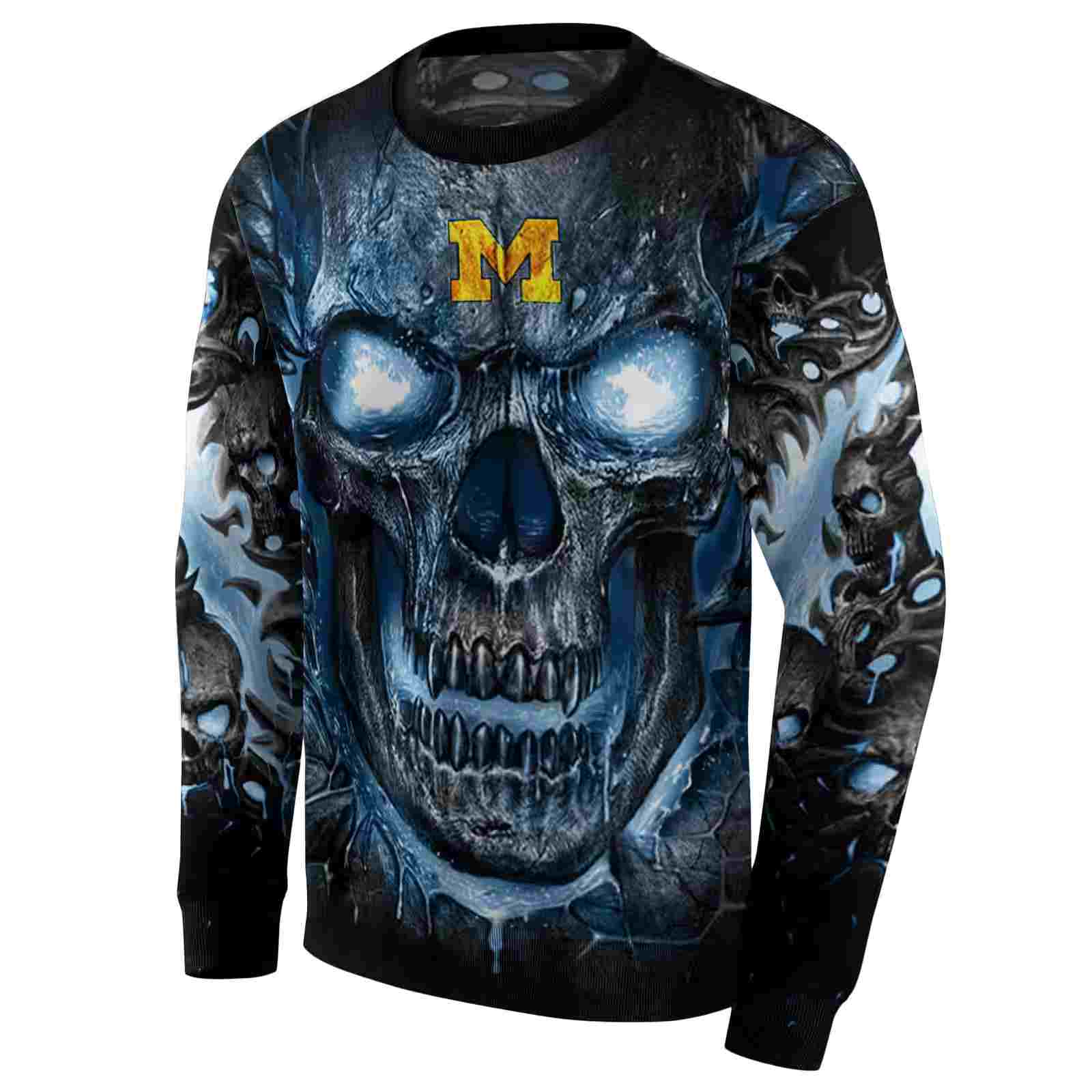 michigan wolverines demonic skull blue black hoodie new arrival