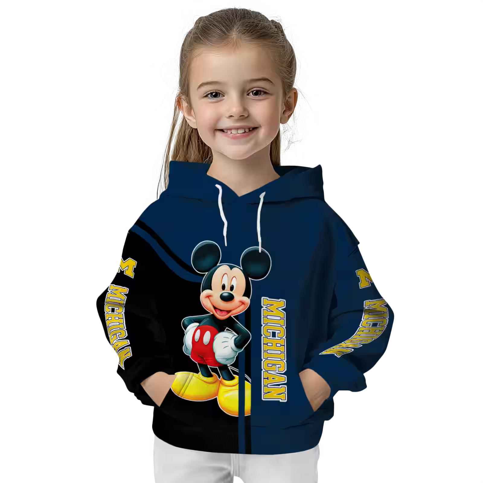 michigan wolverines mickey mouse blue black hoodie top rated