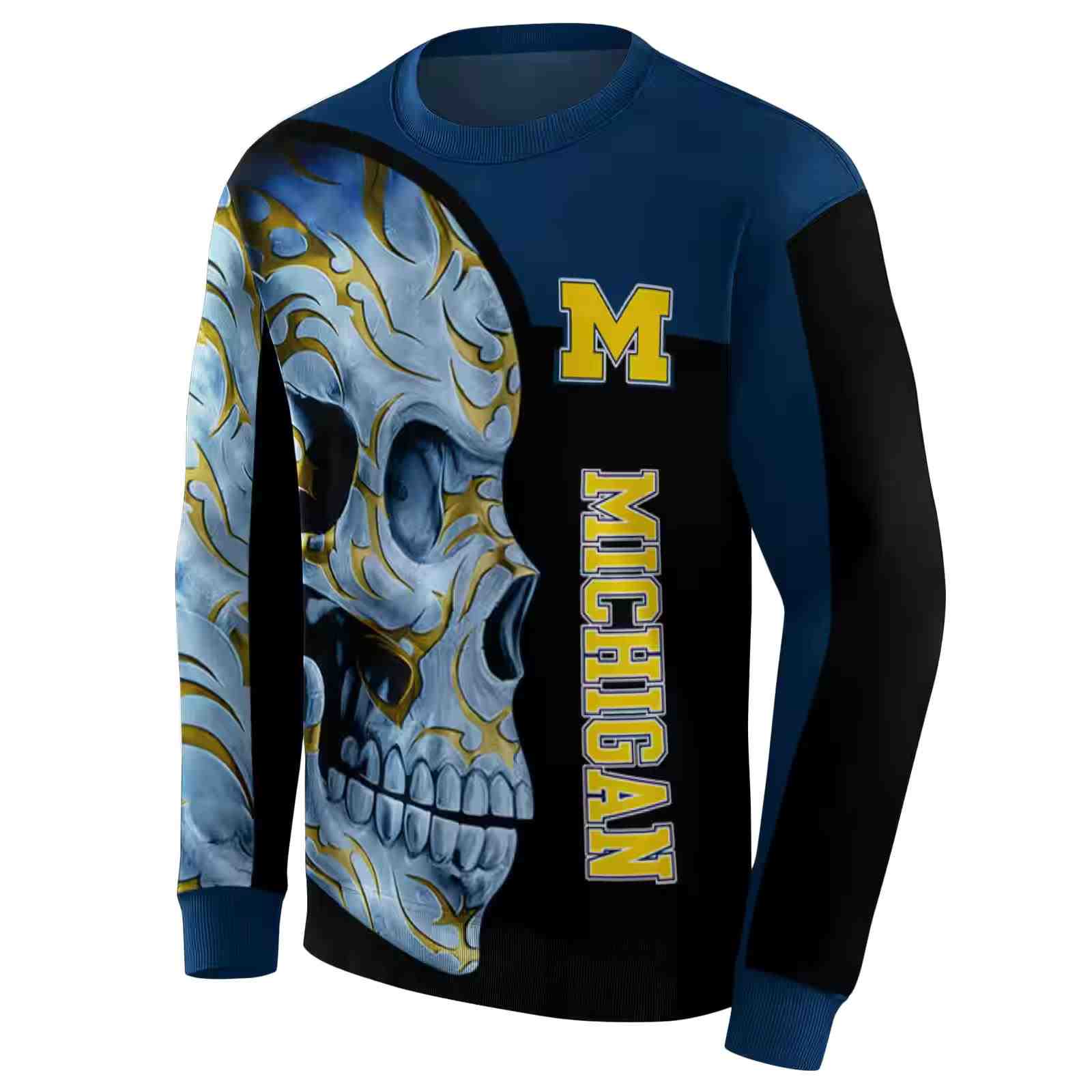 michigan wolverines skull motif blue black hoodie new arrival