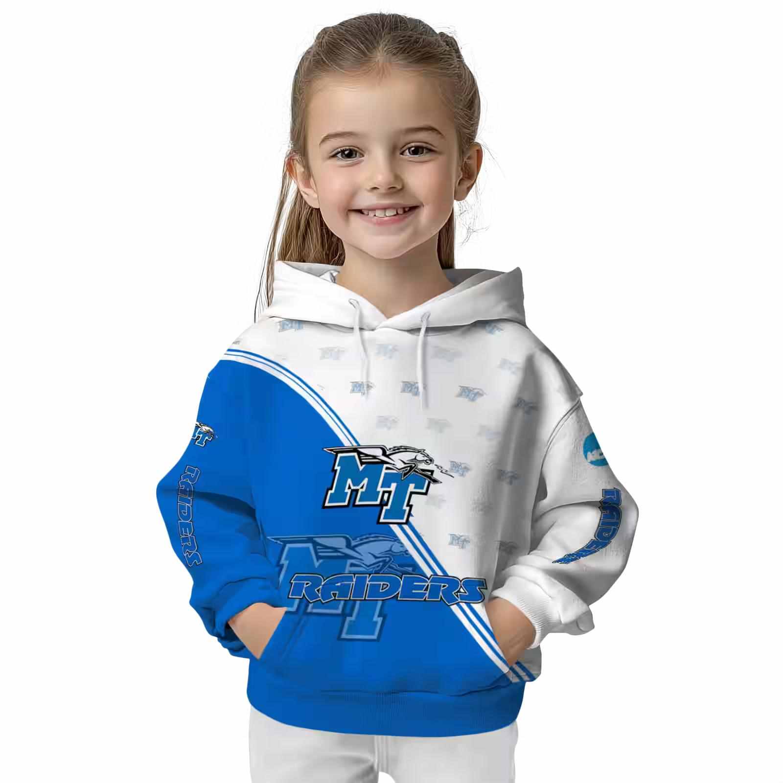 middle tennessee blue raiders diagonal stripe blue white hoodie top rated