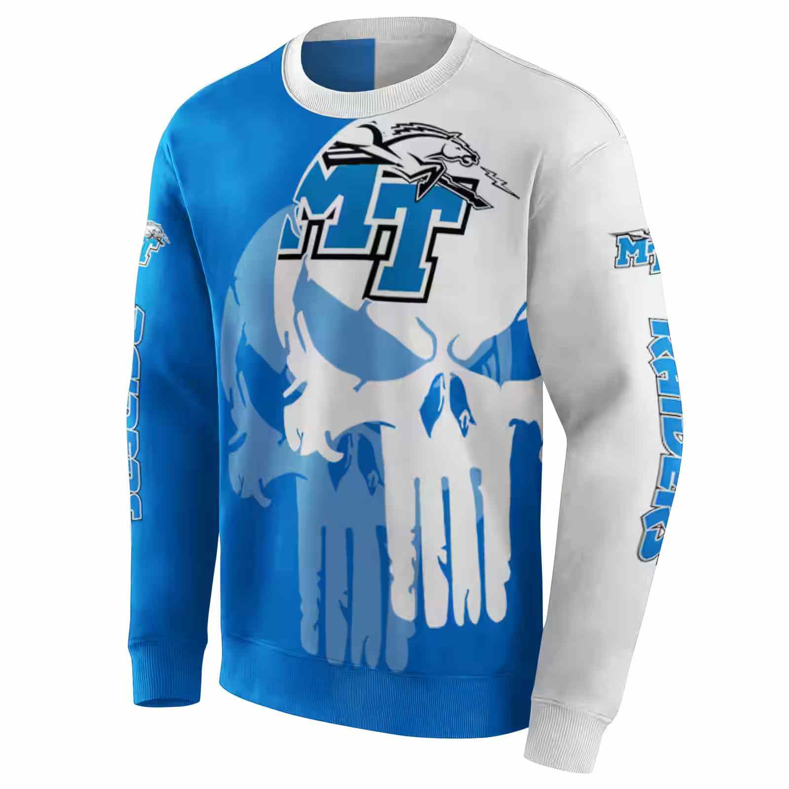 middle tennessee blue raiders graphic punisher blue white hoodie new arrival