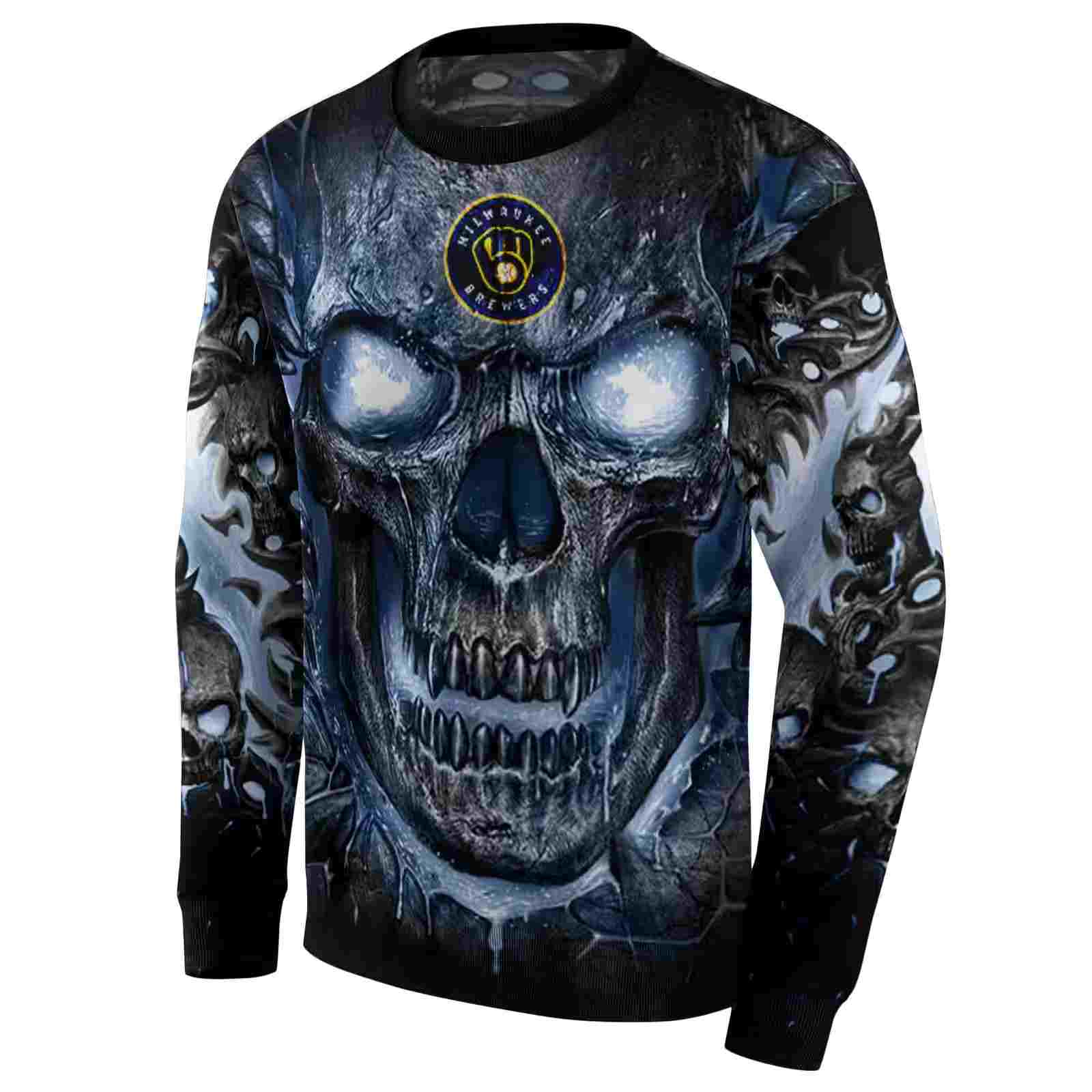 milwaukee brewers demonic skull navy blue black hoodie new arrival