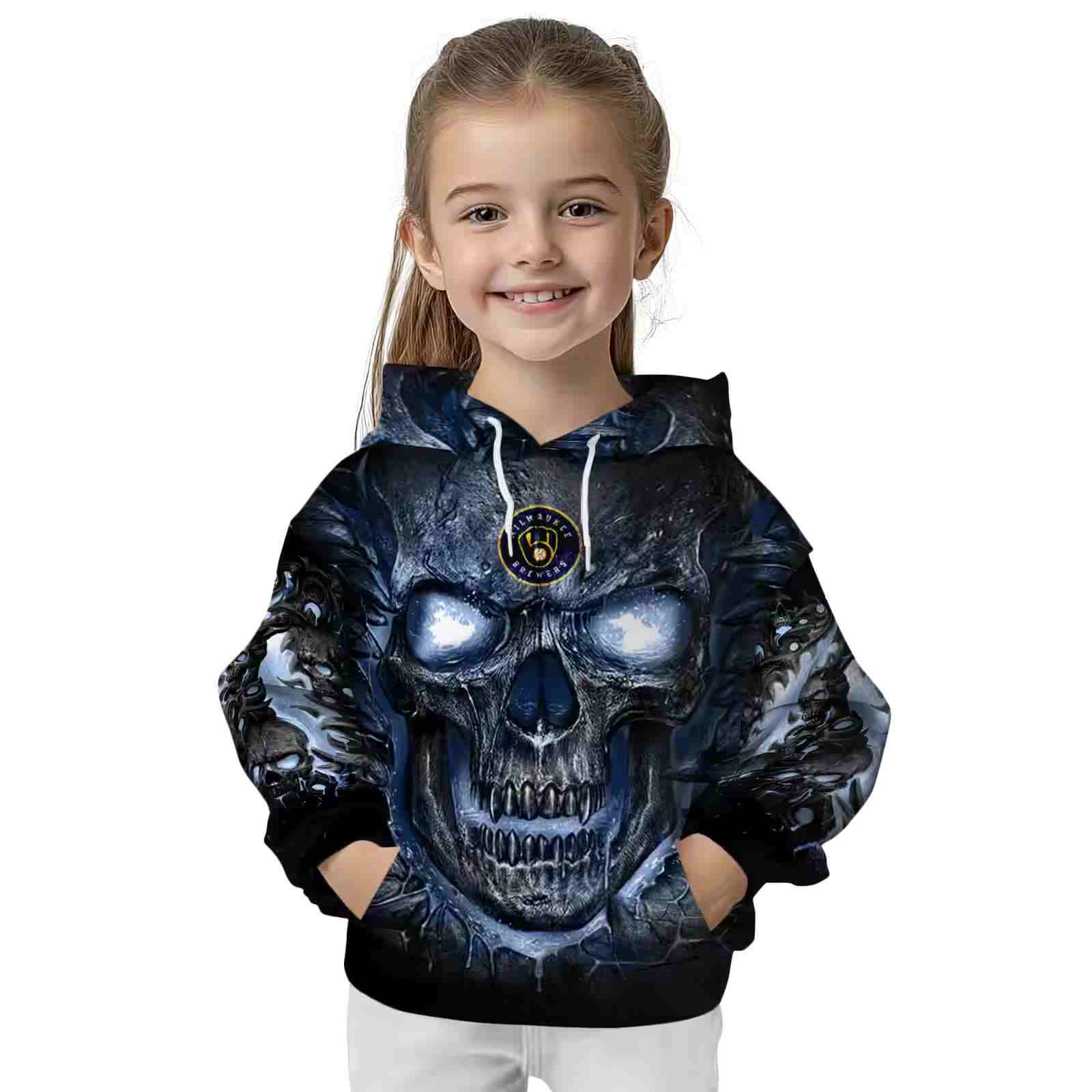 milwaukee brewers demonic skull navy blue black hoodie top rated