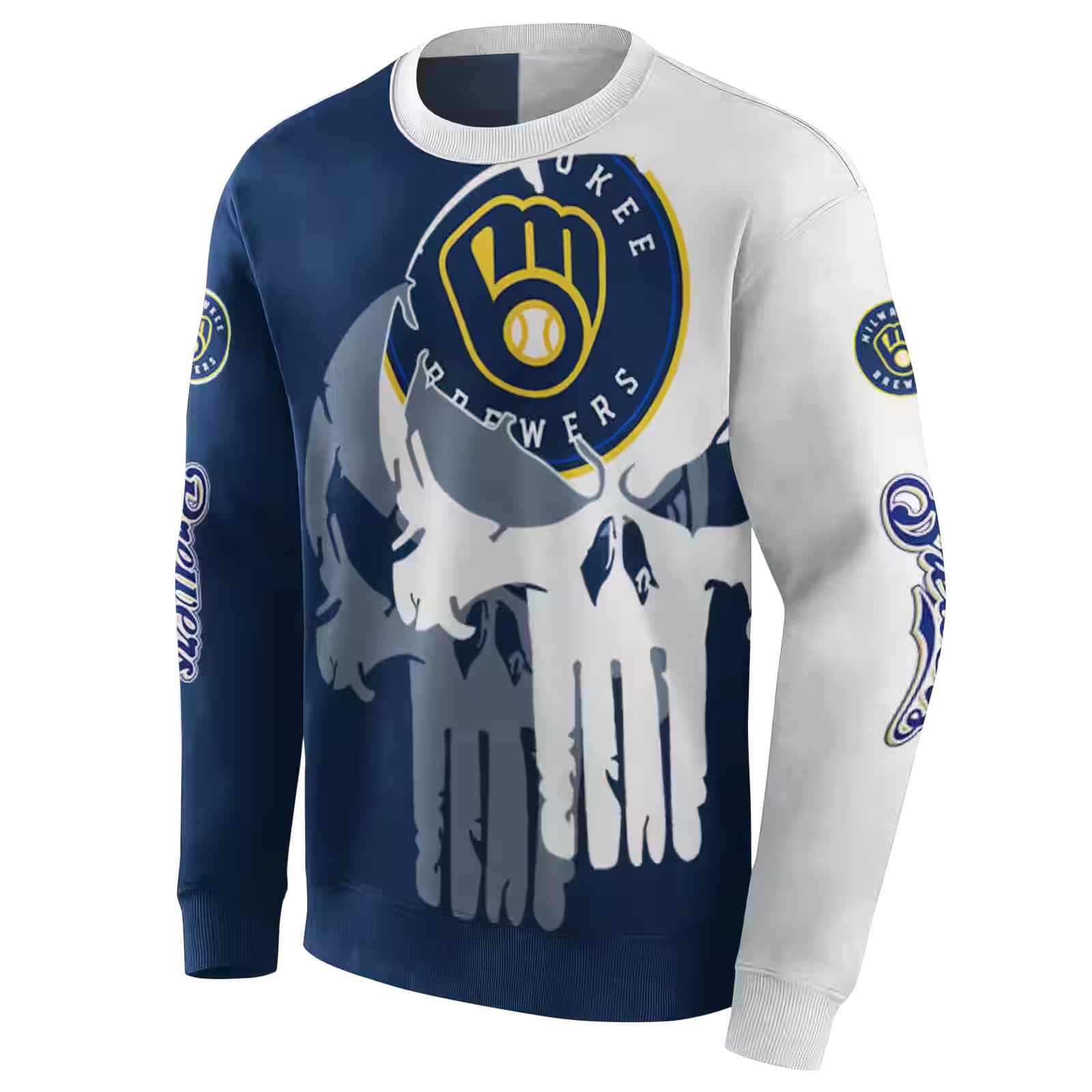 milwaukee brewers graphic punisher navy blue white hoodie new arrival