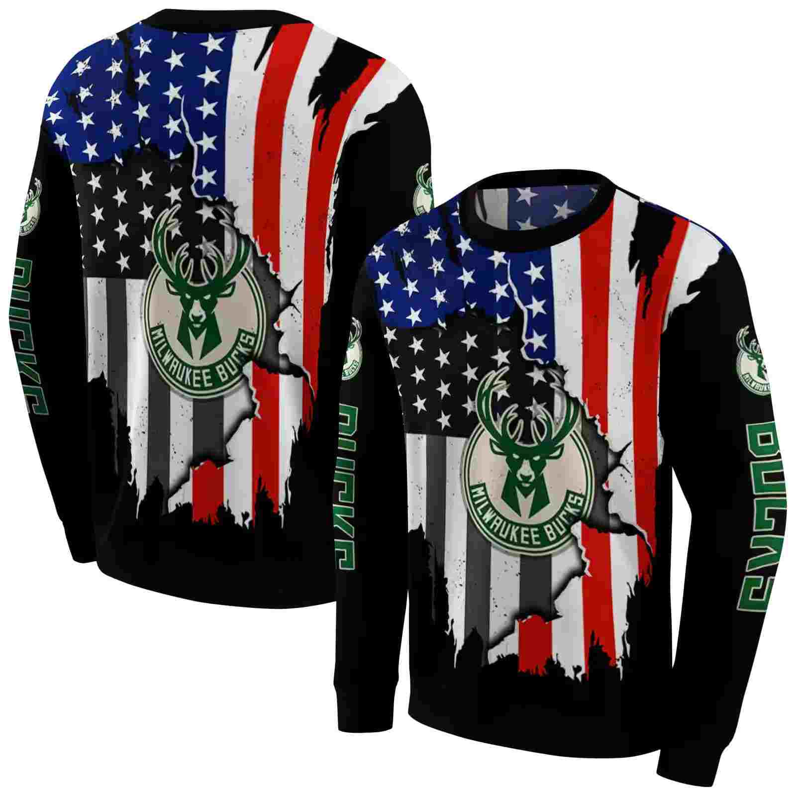 milwaukee bucks american pride black hoodie premium grade