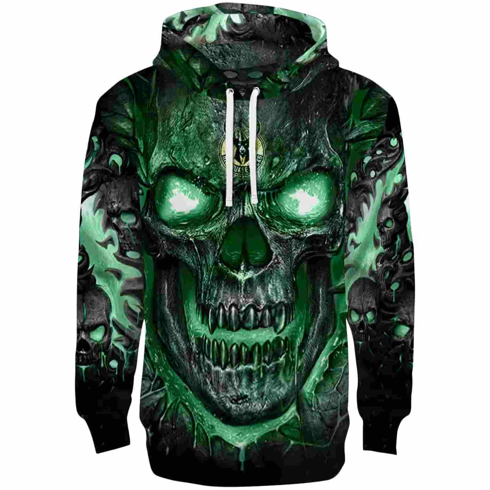 Milwaukee Bucks Demonic Skull Green Black Hoodie