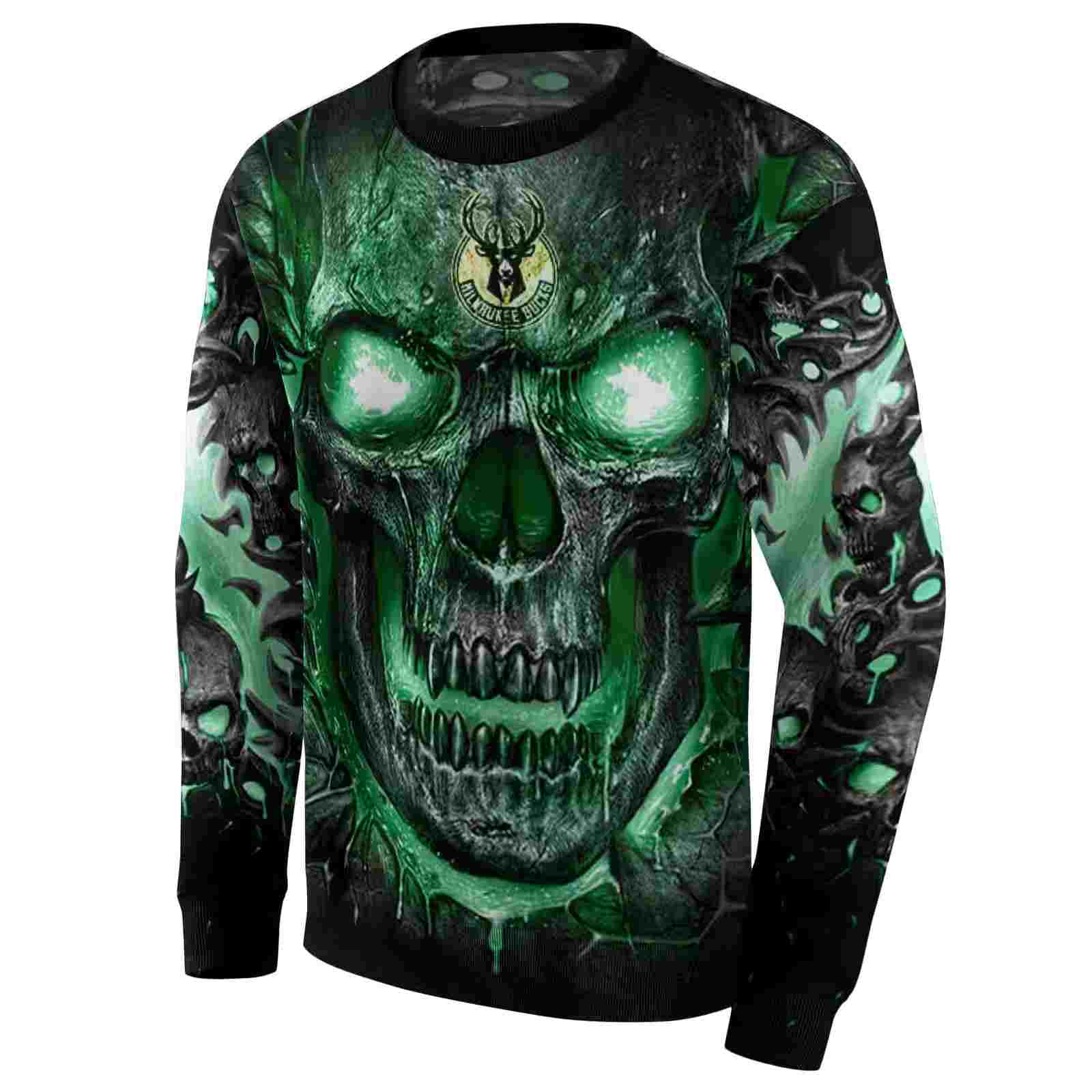 milwaukee bucks demonic skull green black hoodie new arrival