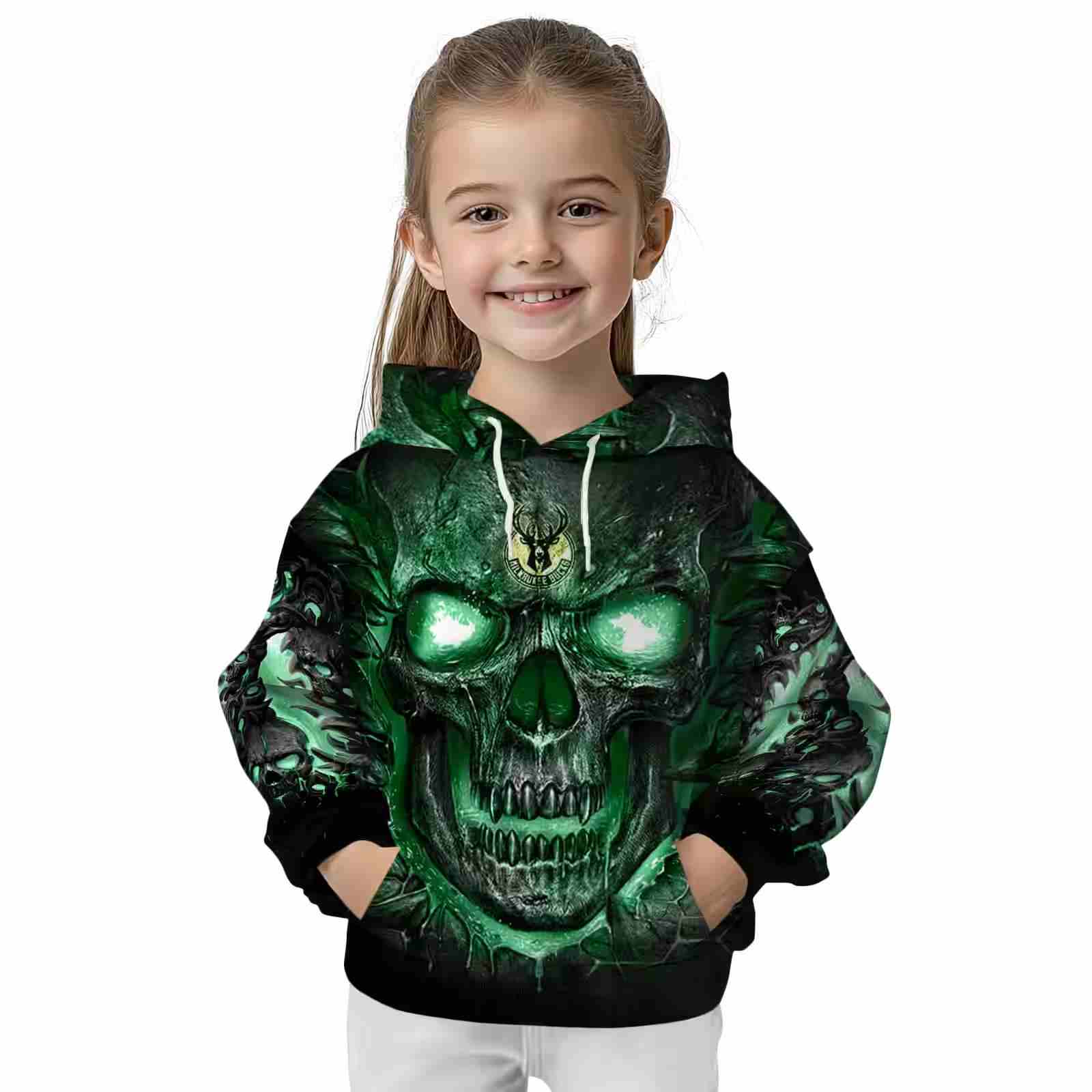 milwaukee bucks demonic skull green black hoodie top rated