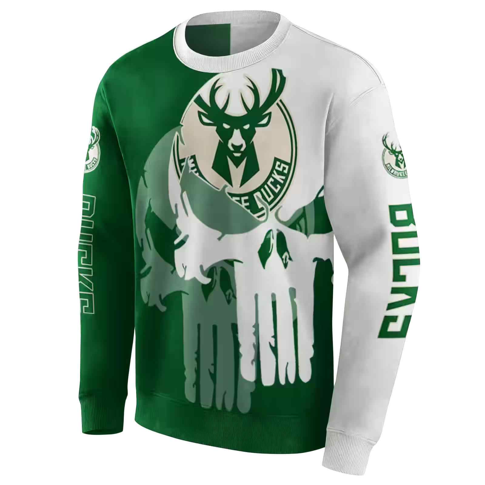 milwaukee bucks graphic punisher green white hoodie new arrival