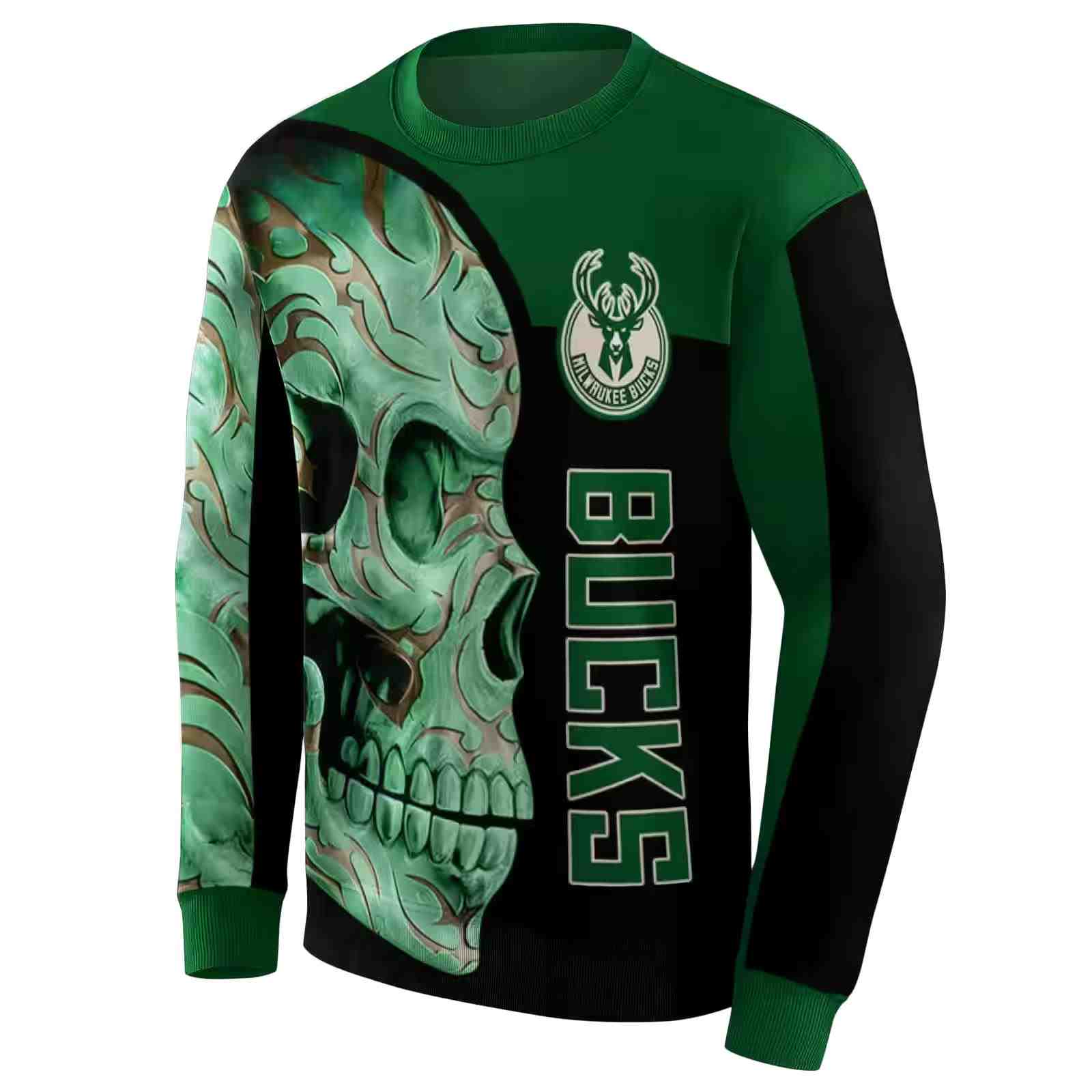 milwaukee bucks skull motif green black hoodie new arrival