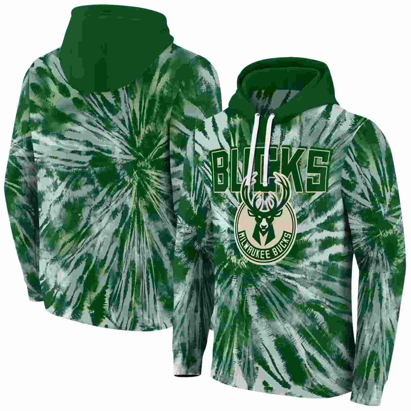 milwaukee bucks tie dye pattern green hoodie fashion forward