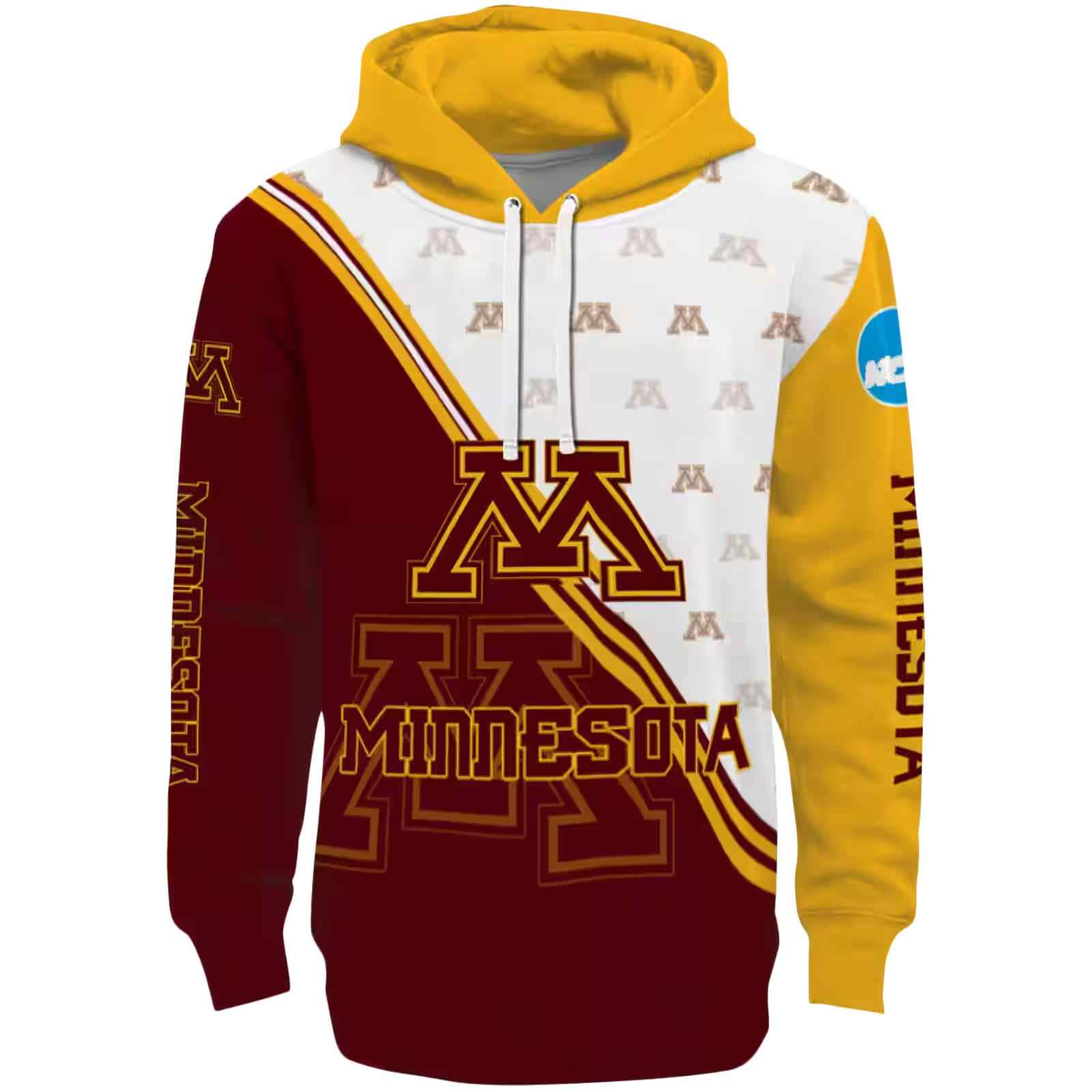 Minnesota Golden Gophers Diagonal Stripe Maroon White Hoodie