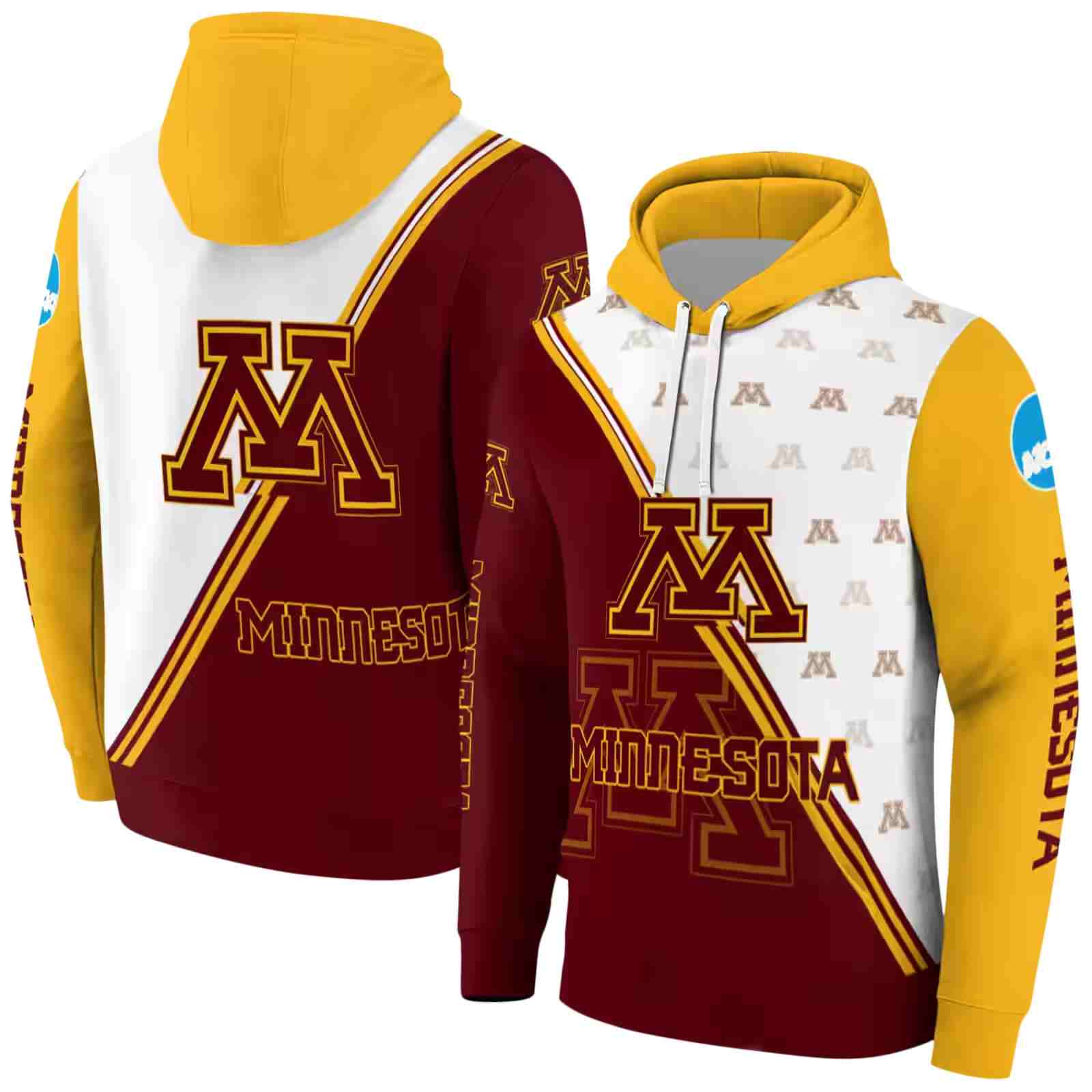 minnesota golden gophers diagonal stripe maroon white hoodie fashion forward