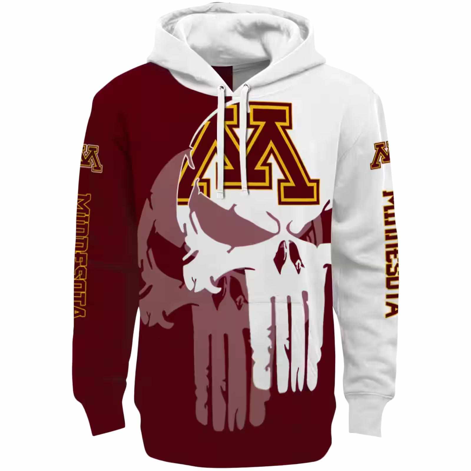 Minnesota Golden Gophers Graphic Punisher Maroon White Hoodie