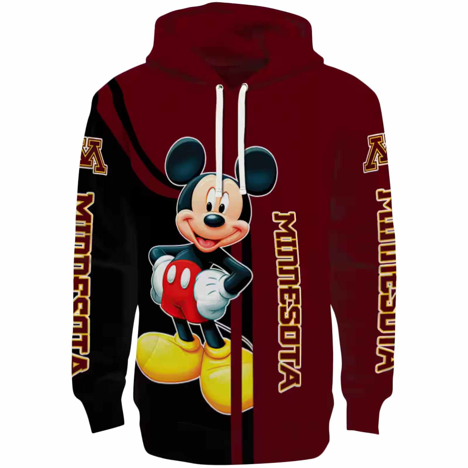 Minnesota Golden Gophers Mickey Mouse Maroon Black Hoodie