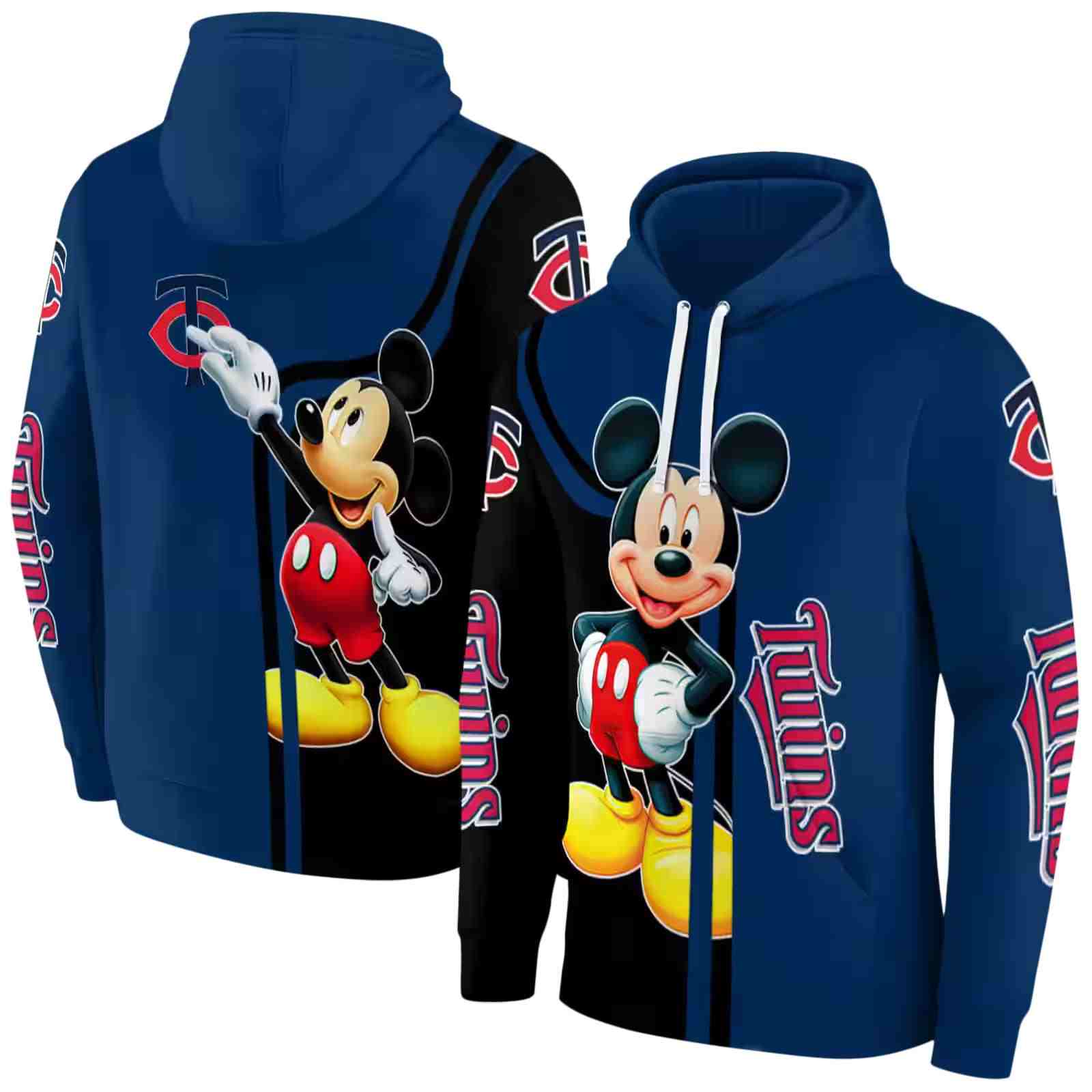 minnesota twins mickey mouse navy black hoodie fashion forward