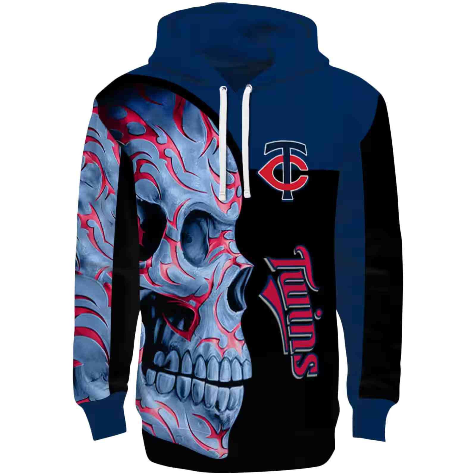 Minnesota Twins Skull Motif Navy Black Hoodie