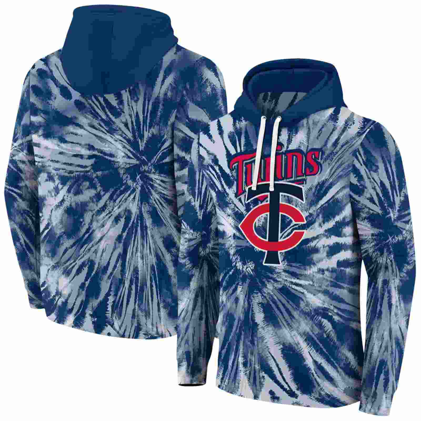 minnesota twins tie dye pattern navy hoodie fashion forward