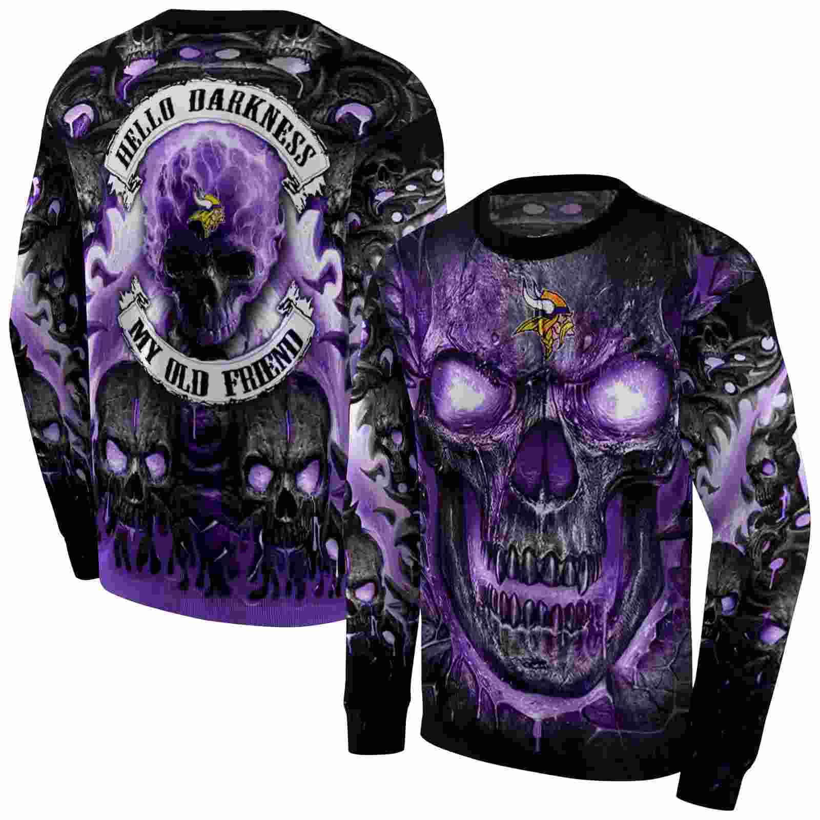 minnesota vikings demonic skull purple black hoodie premium grade