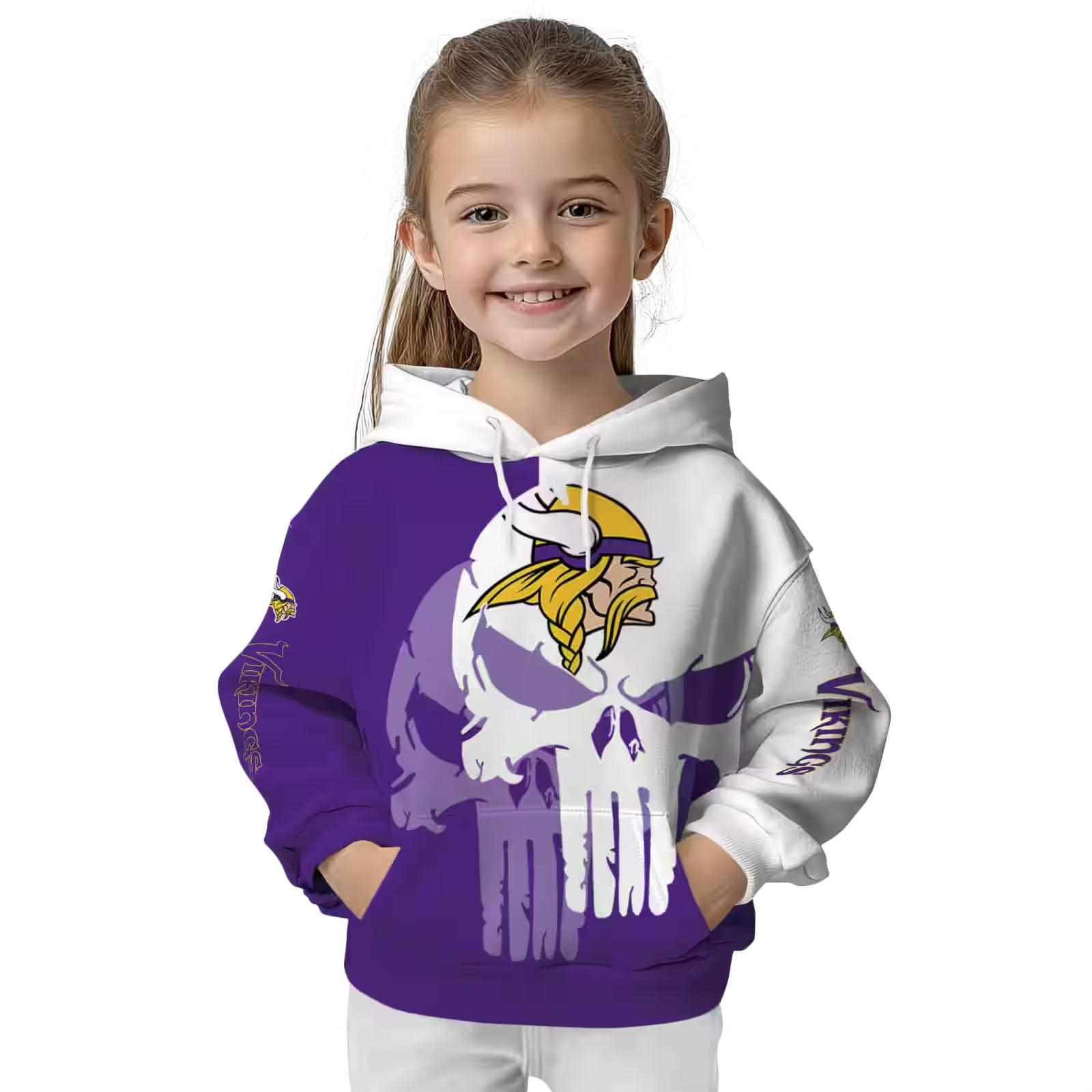 minnesota vikings graphic punisher purple white hoodie top rated